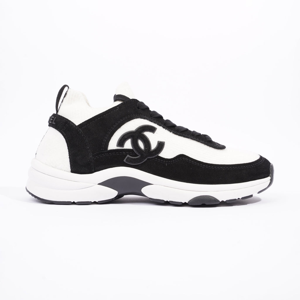 Chanel Womens Runners White and Black Fabric EU 37.5 / UK 4.5