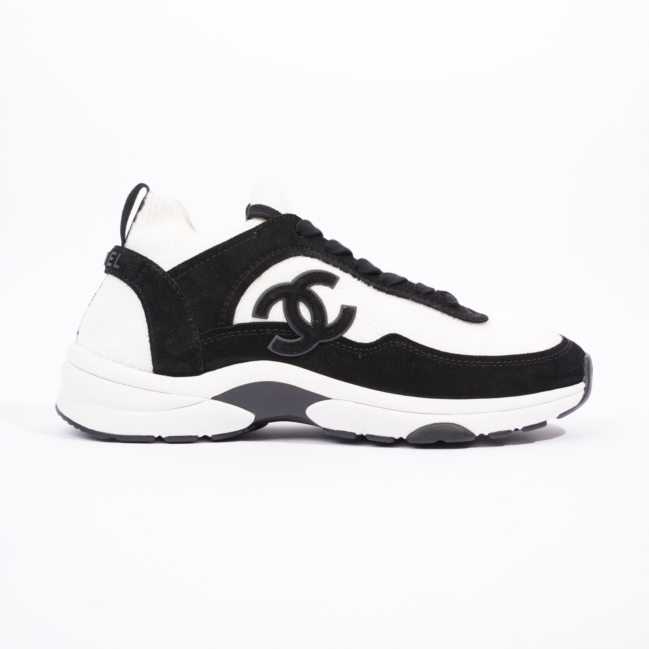 Chanel Womens Runners White and Black Fabric EU 37.5 / UK 4.5