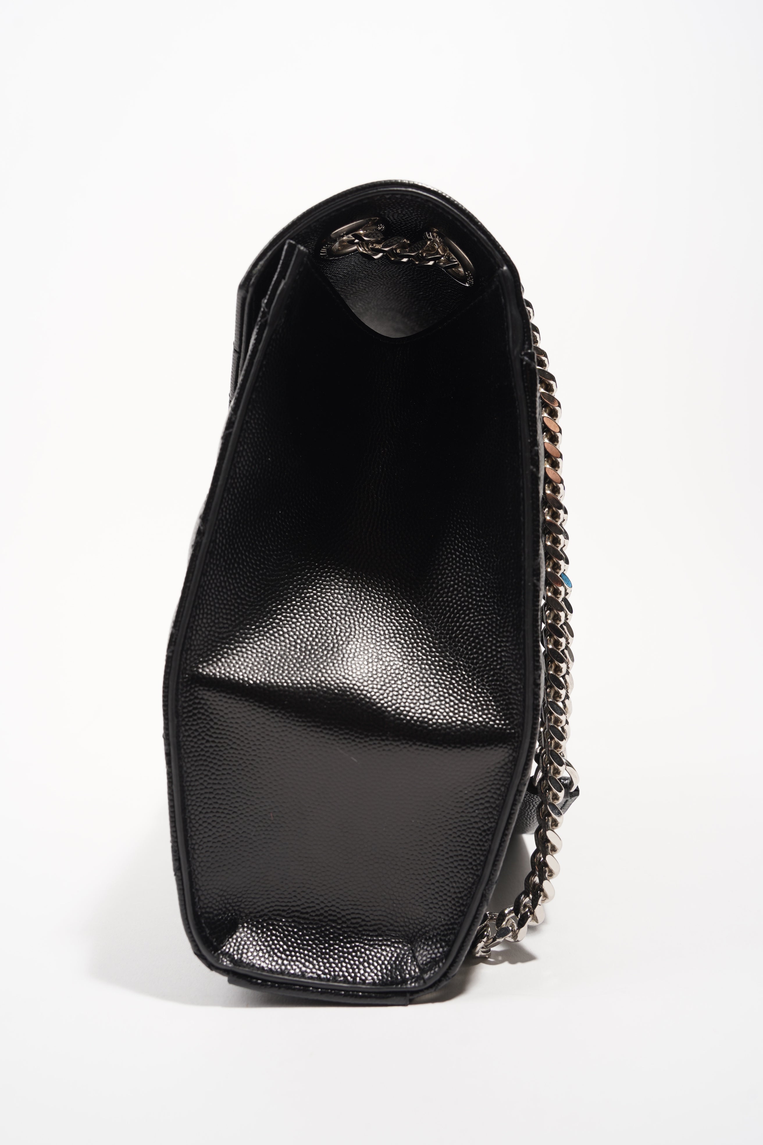 Saint Laurent Womens Envelope Large Bag Black Silver