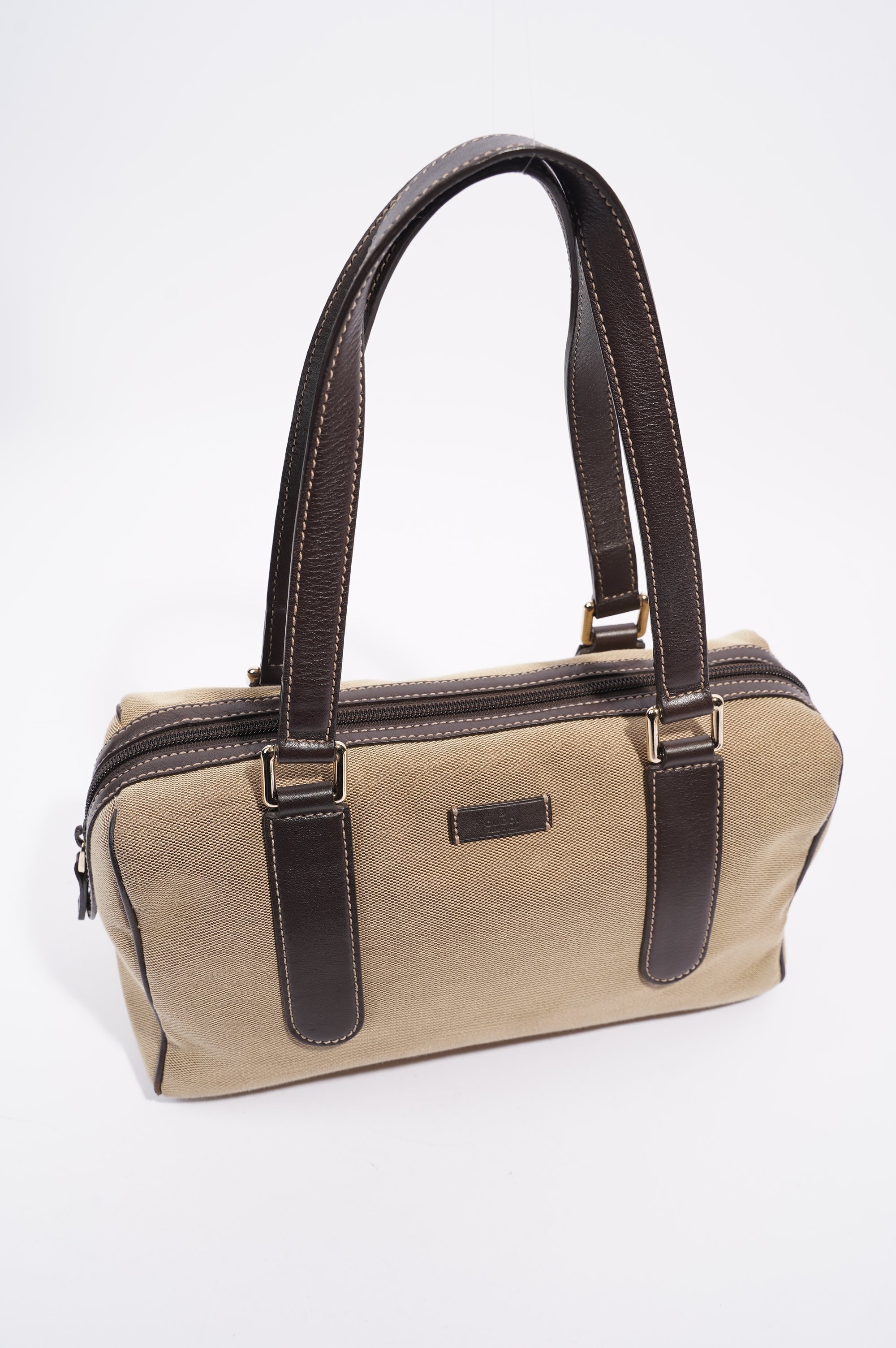 Gucci Canvas Boston Bag Beige / Brown
