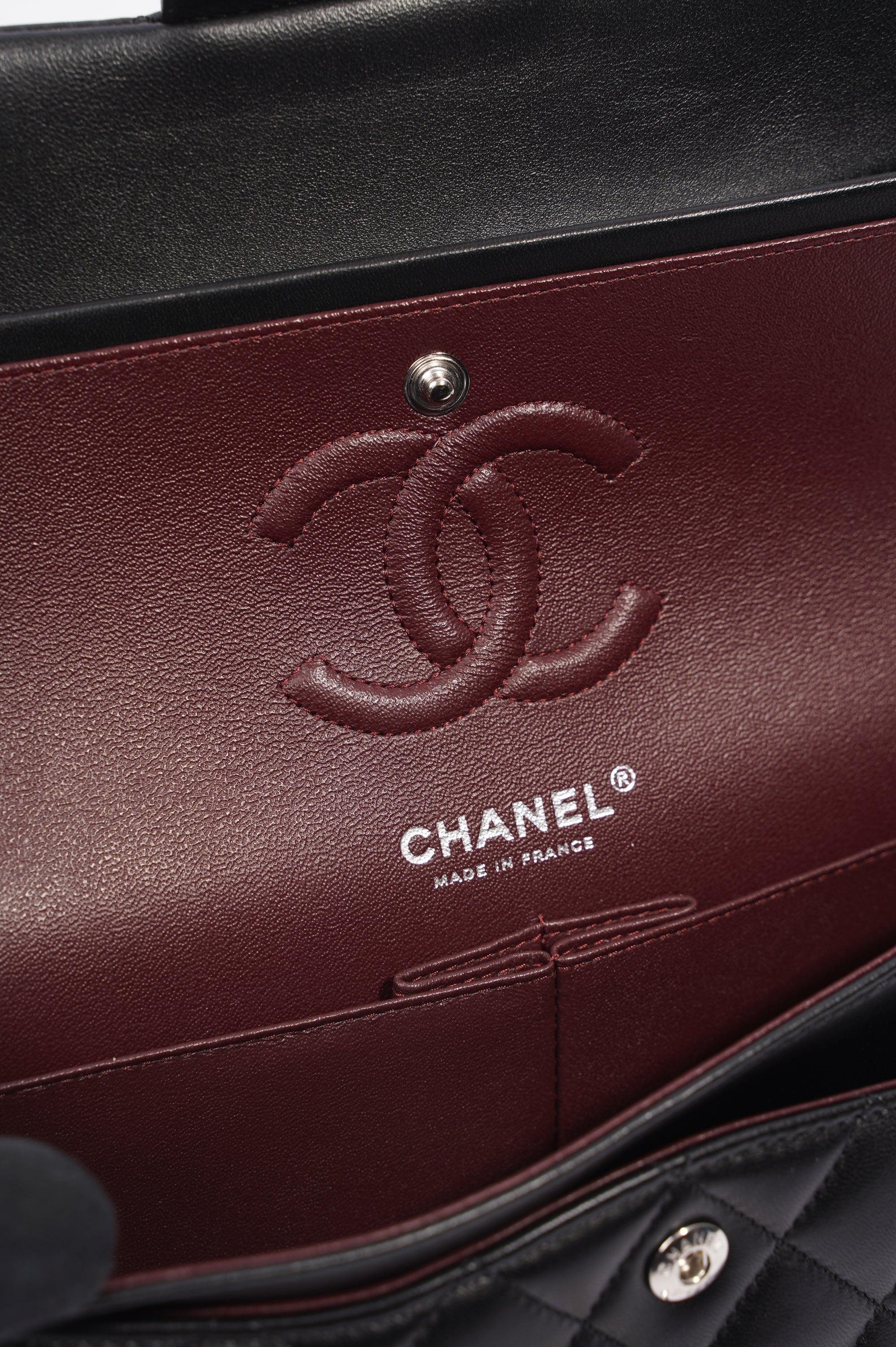 Chanel Lambskin Classic Double Flap Black Leather Small