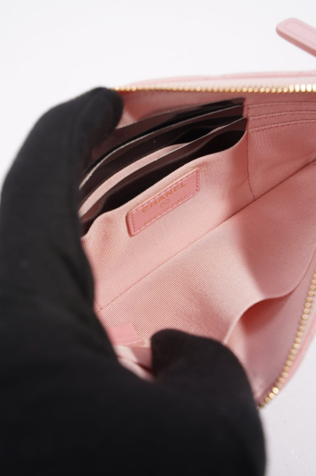 Chanel Womens Lambskin O Case Pink Small