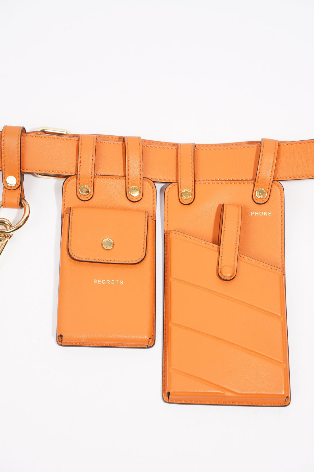 Fendi Womens Utility Belt Orange Leather 100cm