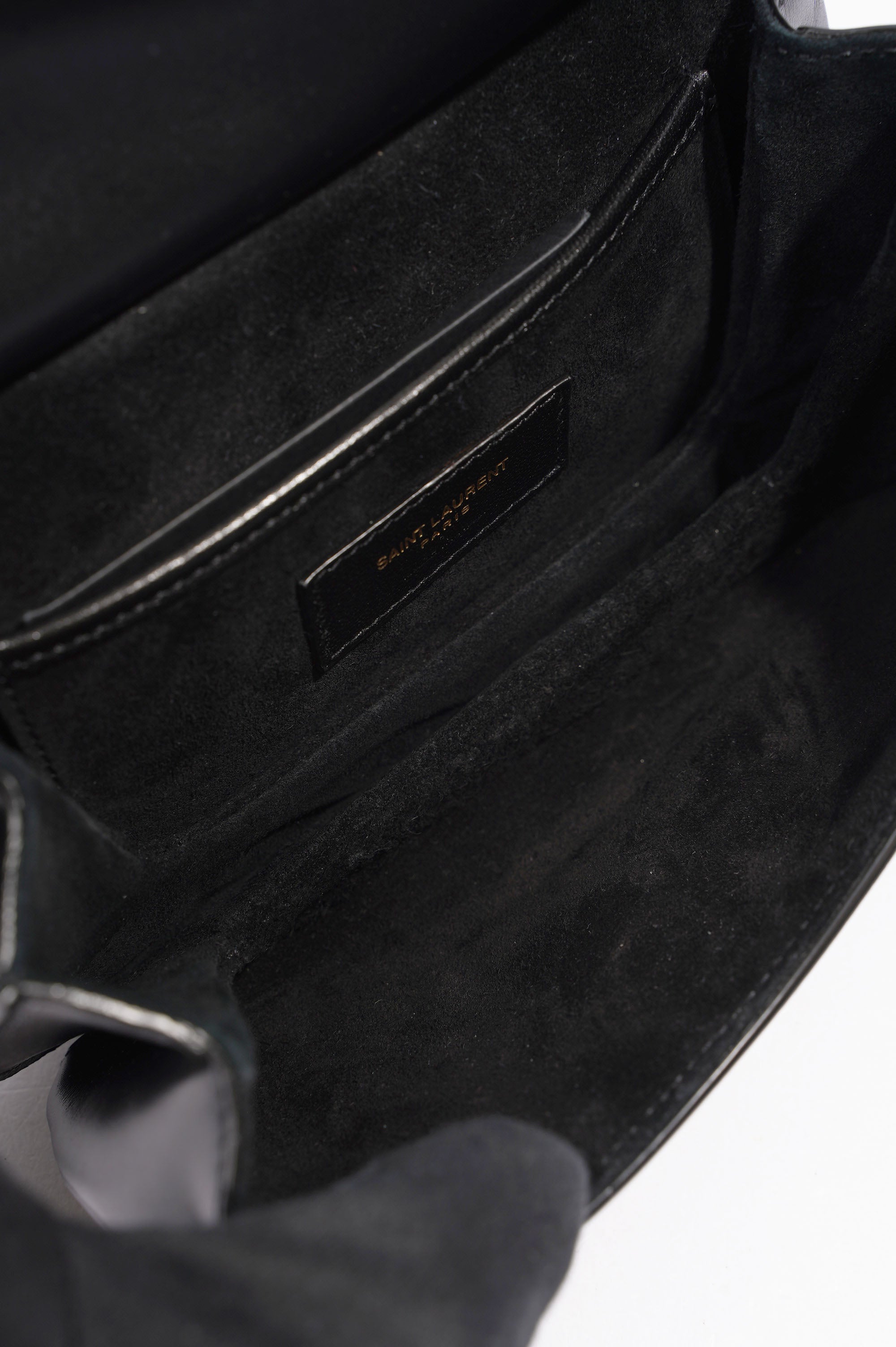 Saint Laurent Womens Charlie Shoulder Bag Black Leather Small