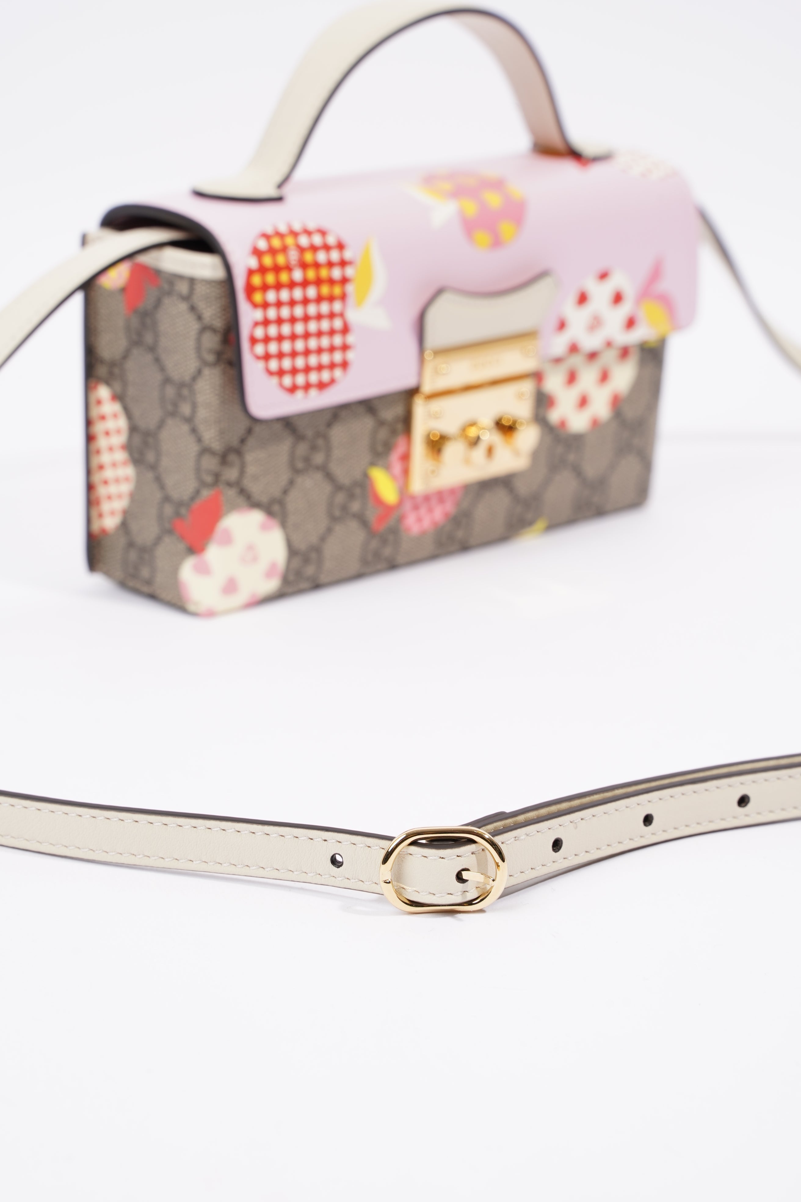 Gucci Womens Les Pommes Padlock Bag Multicoloured Canvas Mini