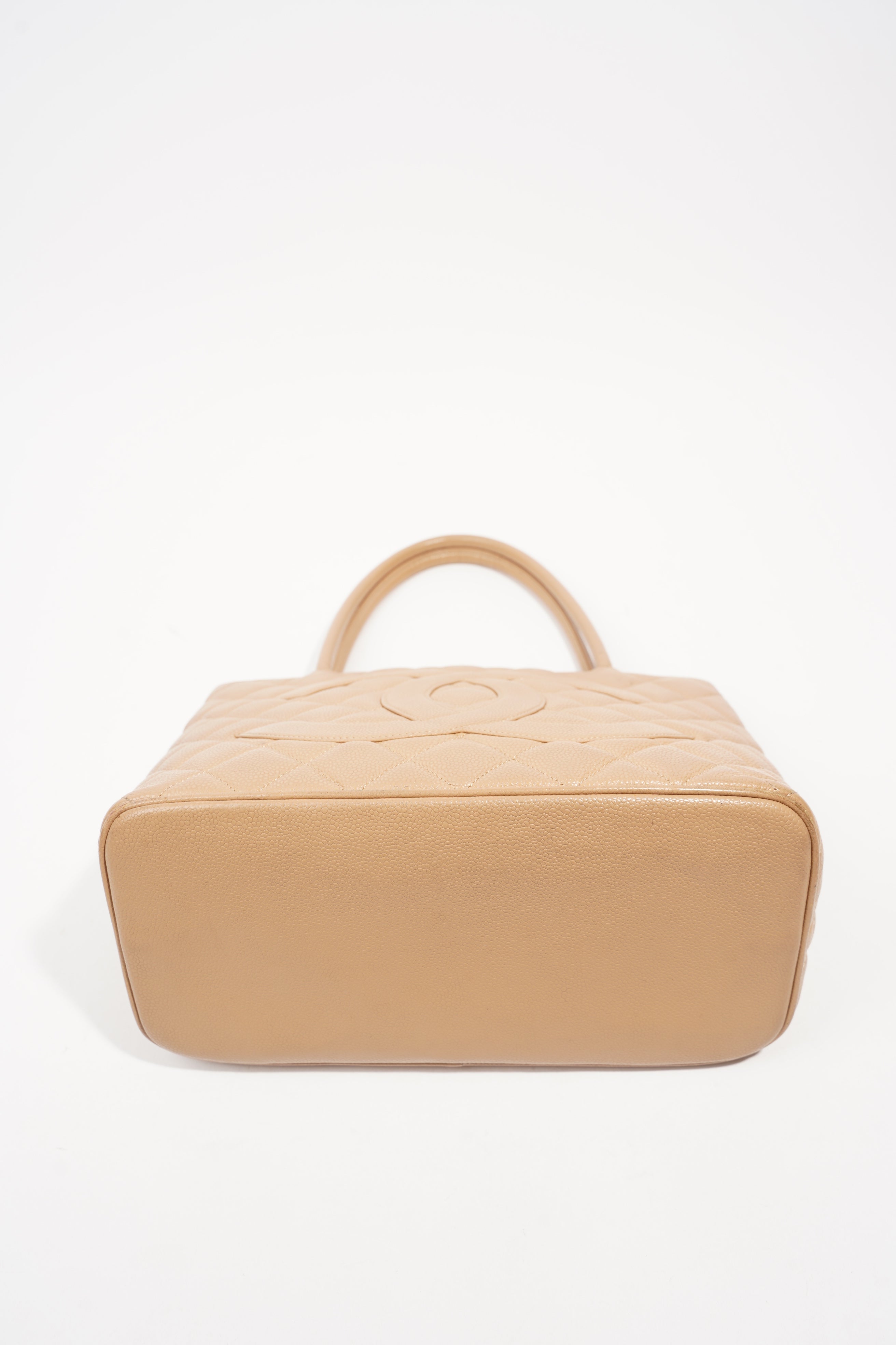Chanel Womens Medallion Tote Beige