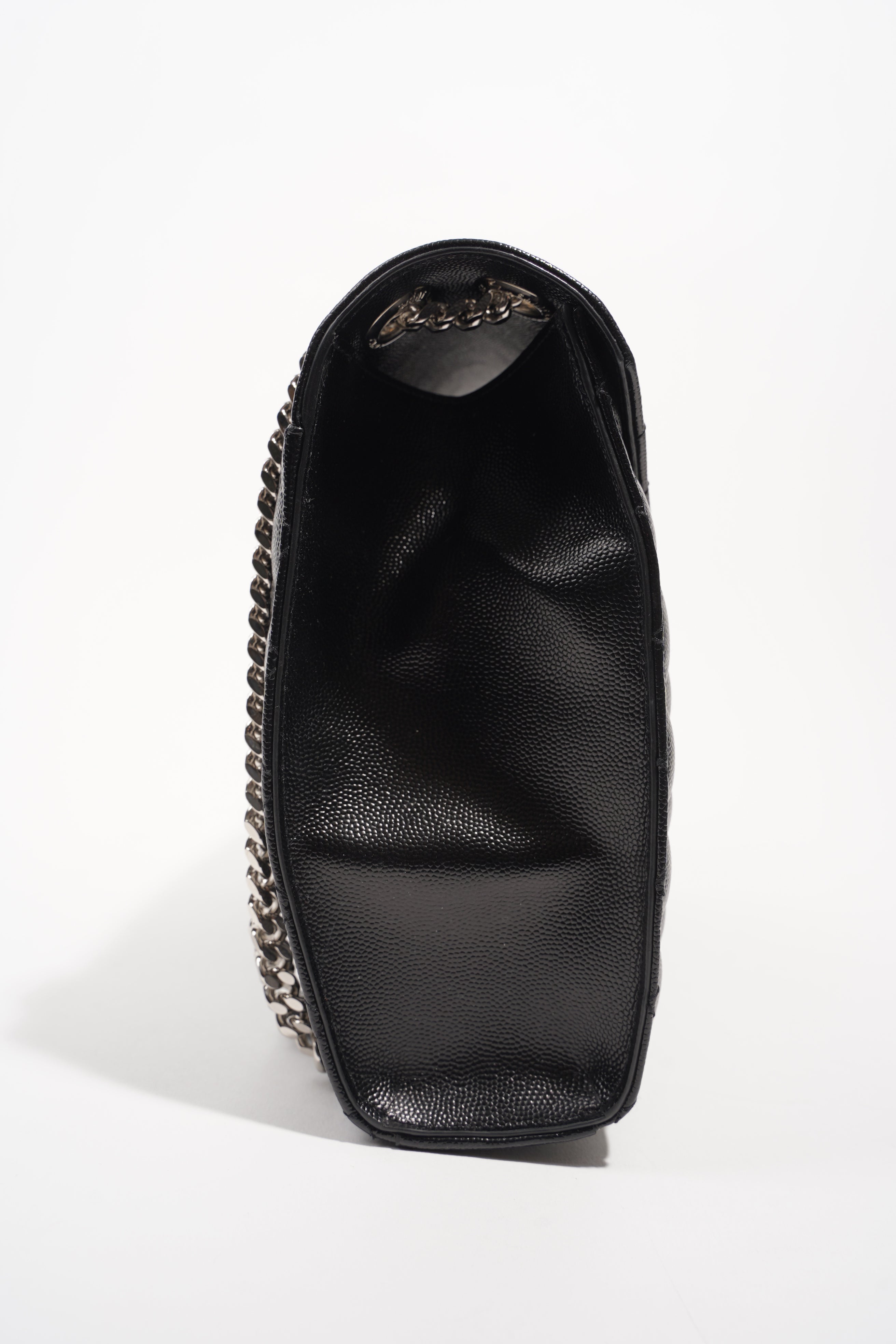 Saint Laurent Womens Envelope Large Bag Black Silver