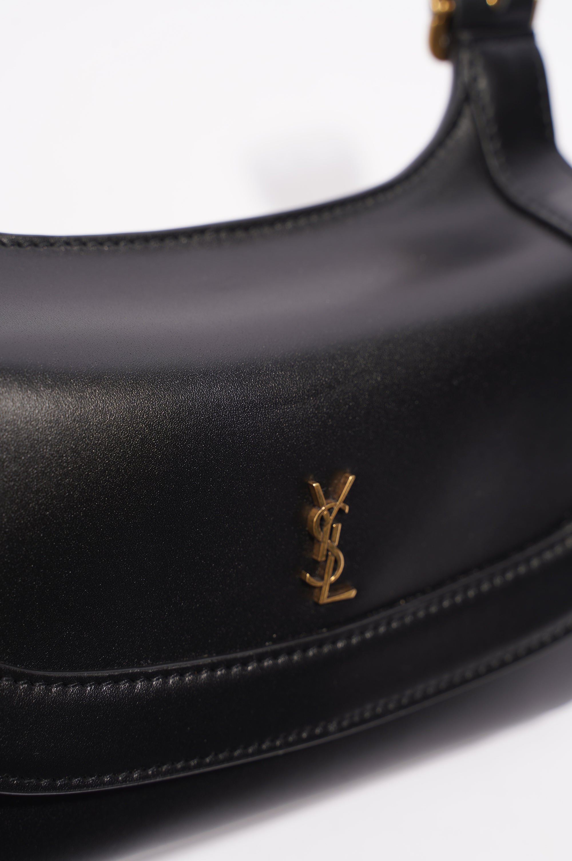 Saint Laurent Womens Charlie Shoulder Bag Black Leather Small