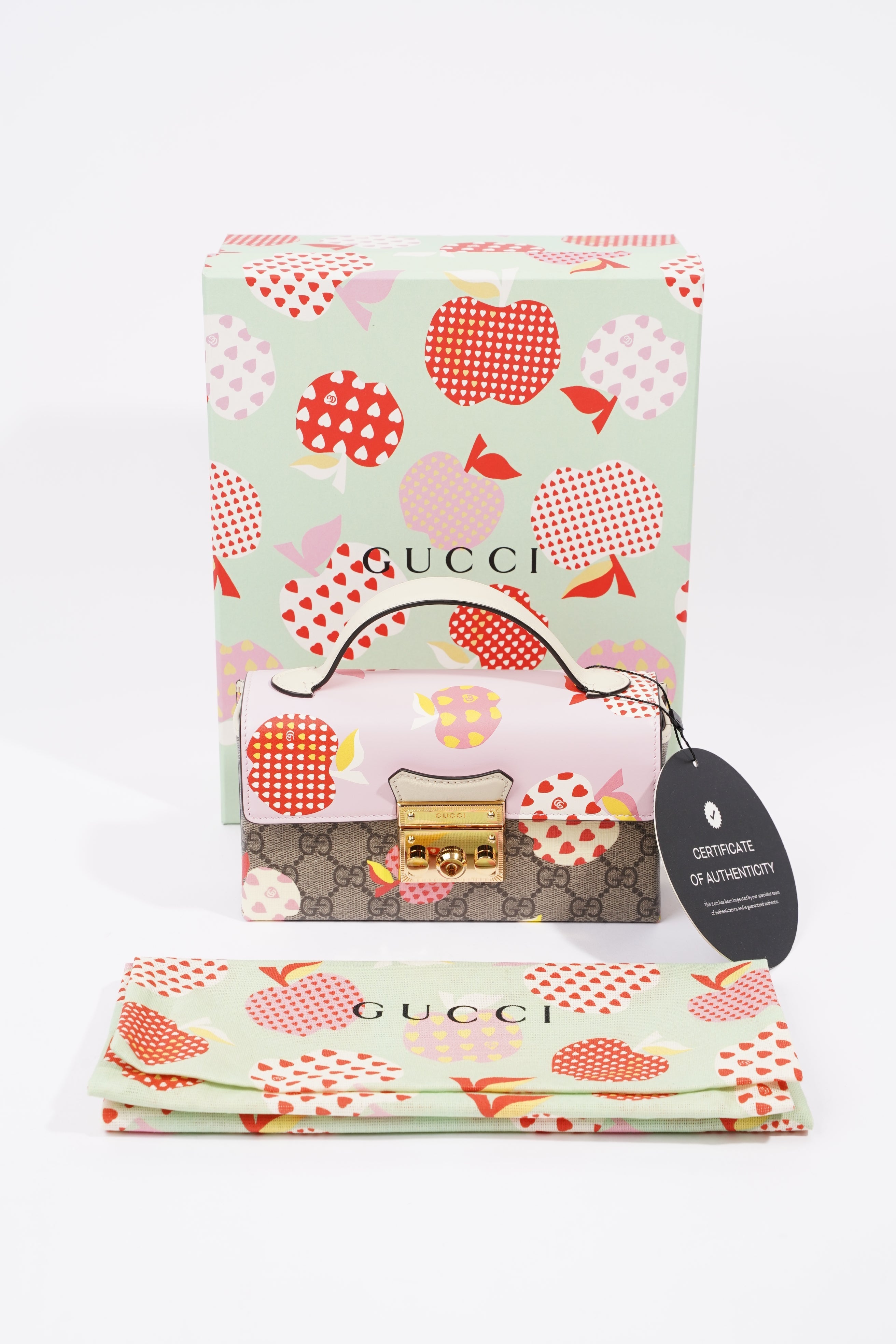 Gucci Womens Les Pommes Padlock Bag Multicoloured Canvas Mini