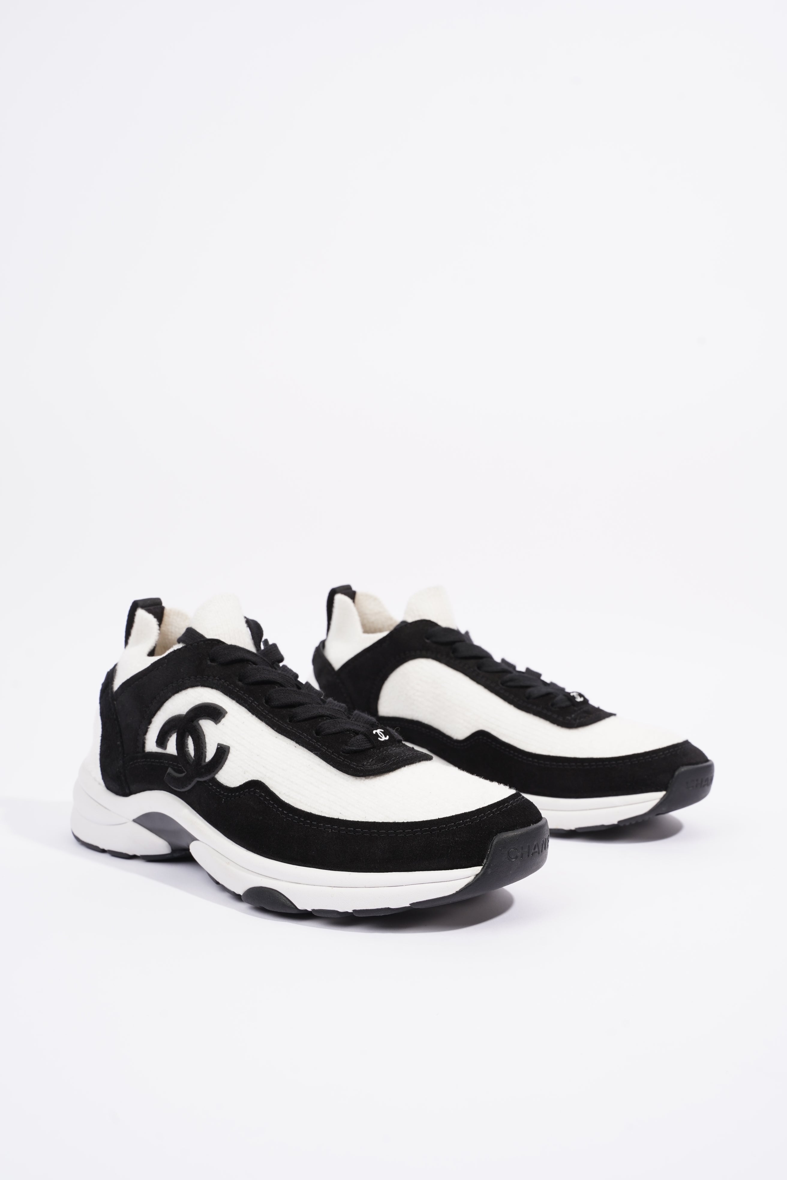 Chanel Womens Runners White and Black Fabric EU 37.5 / UK 4.5