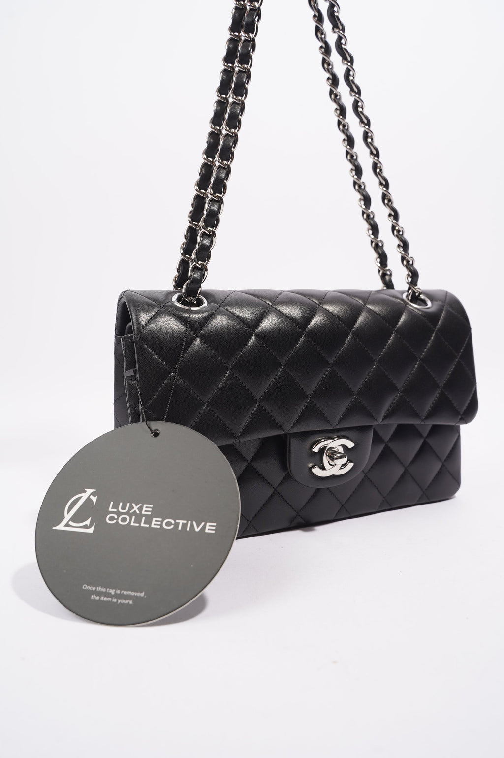 Chanel Lambskin Classic Double Flap Black Leather Small