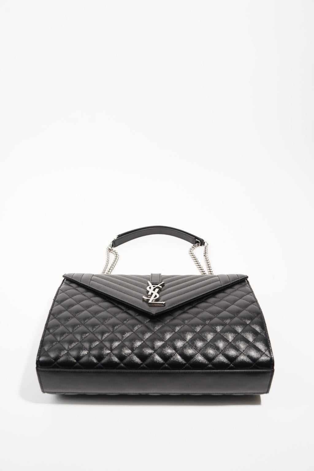 Saint Laurent Womens Envelope Large Bag Black Silver