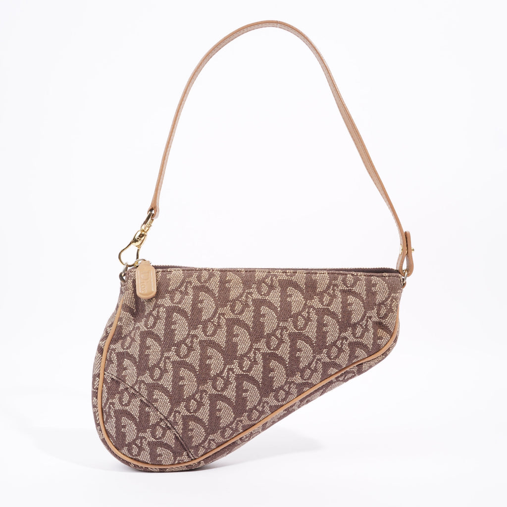 Christian Dior Womens Vintage Saddle Pochette Brown Canvas
