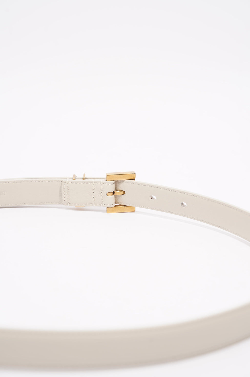 Saint Laurent Womens Logo Slim Belt White Leather 85cm