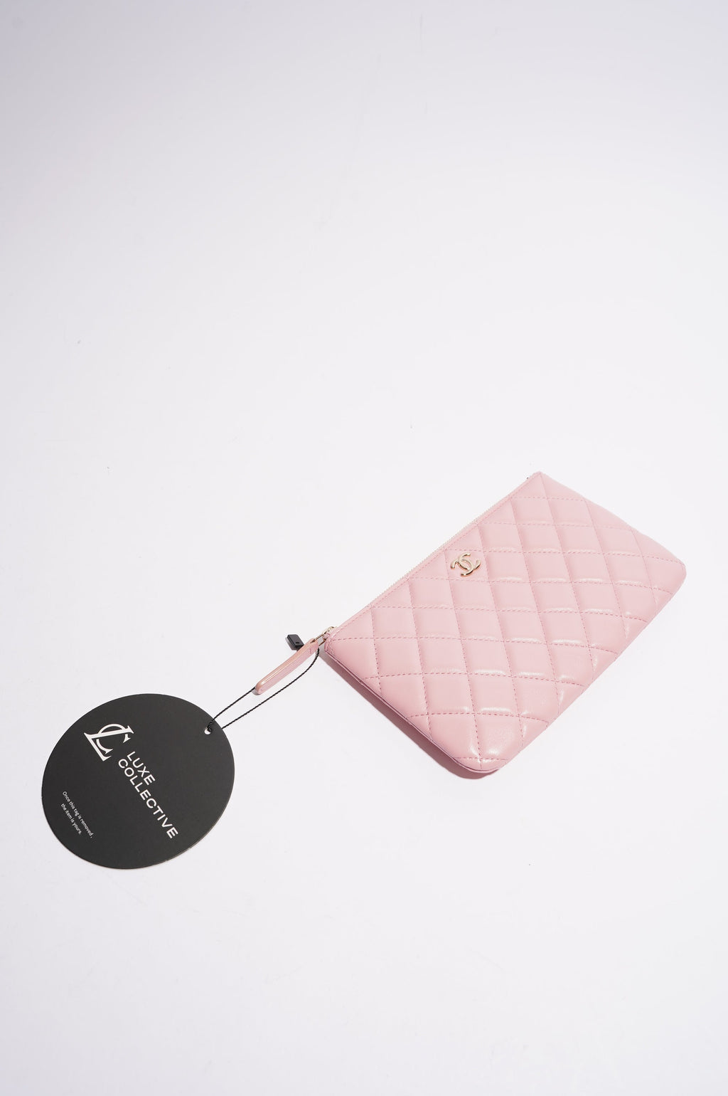 Chanel Womens Lambskin O Case Pink Small