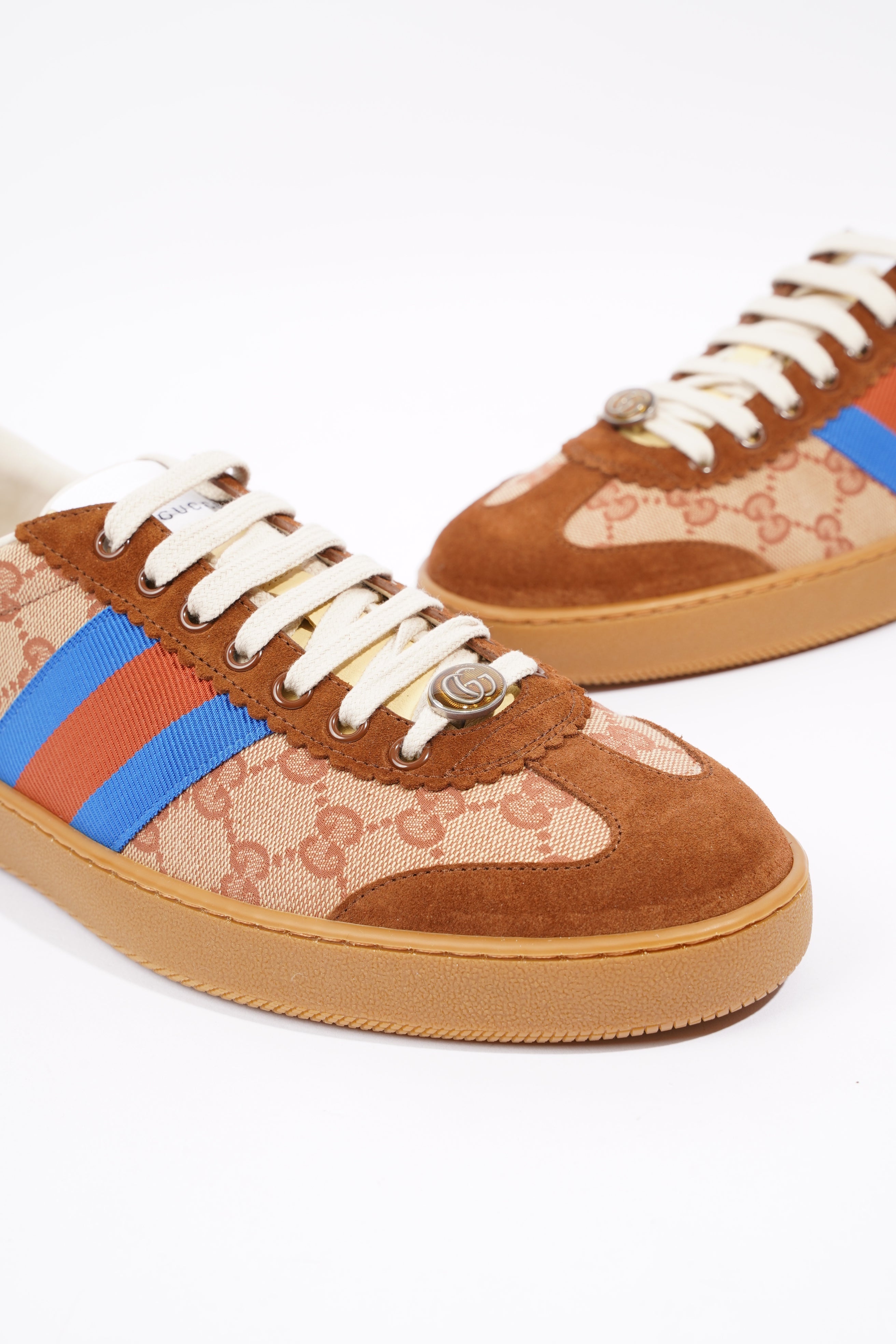 Gucci Mens Low Top Brick Red / Beige EU 44 / UK 10