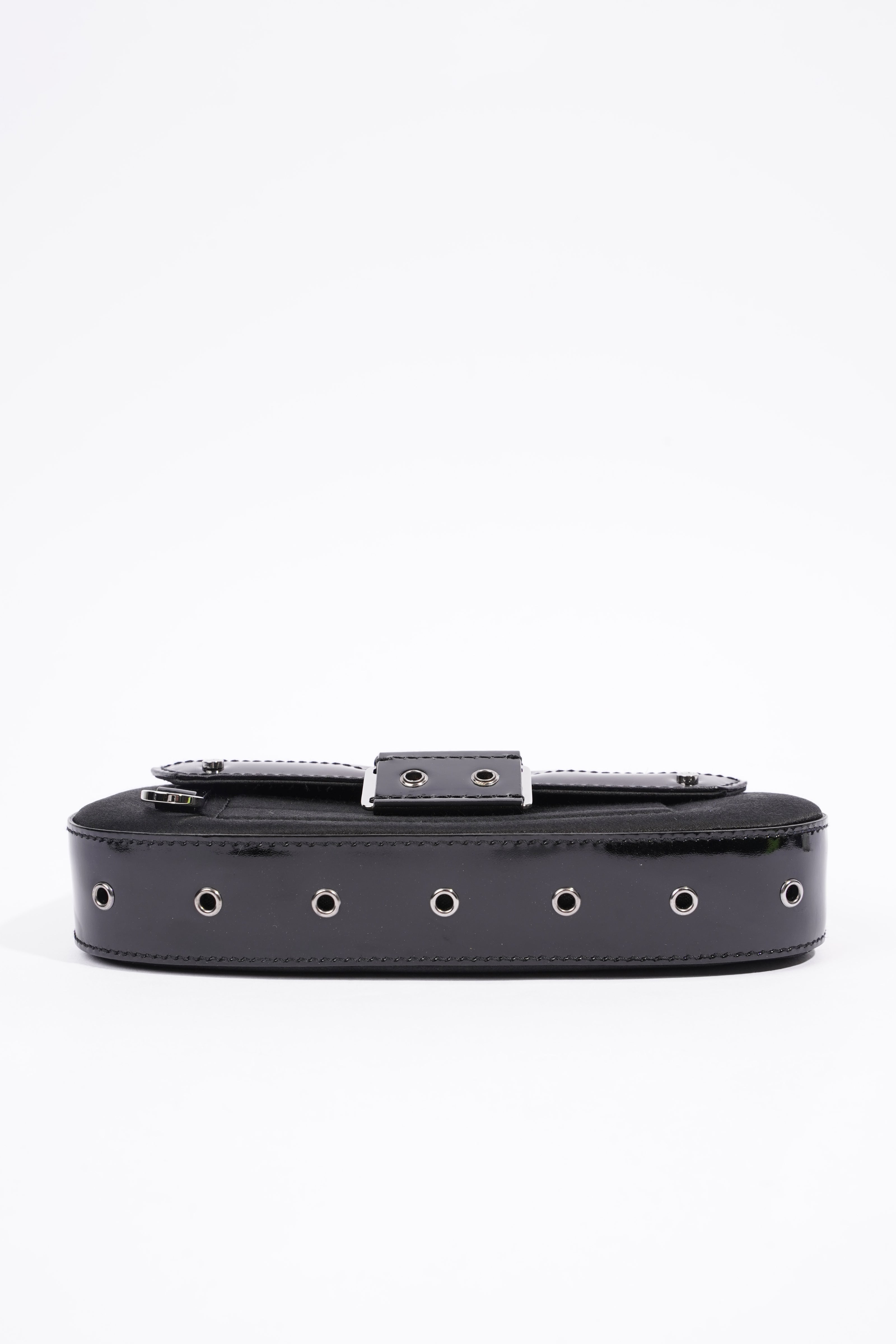 Christian Dior Street Chic Pouch Black Satin / Patent Leather