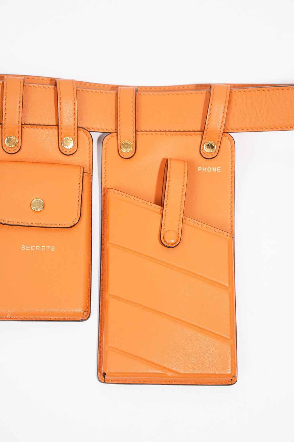 Fendi Womens Utility Belt Orange Leather 100cm