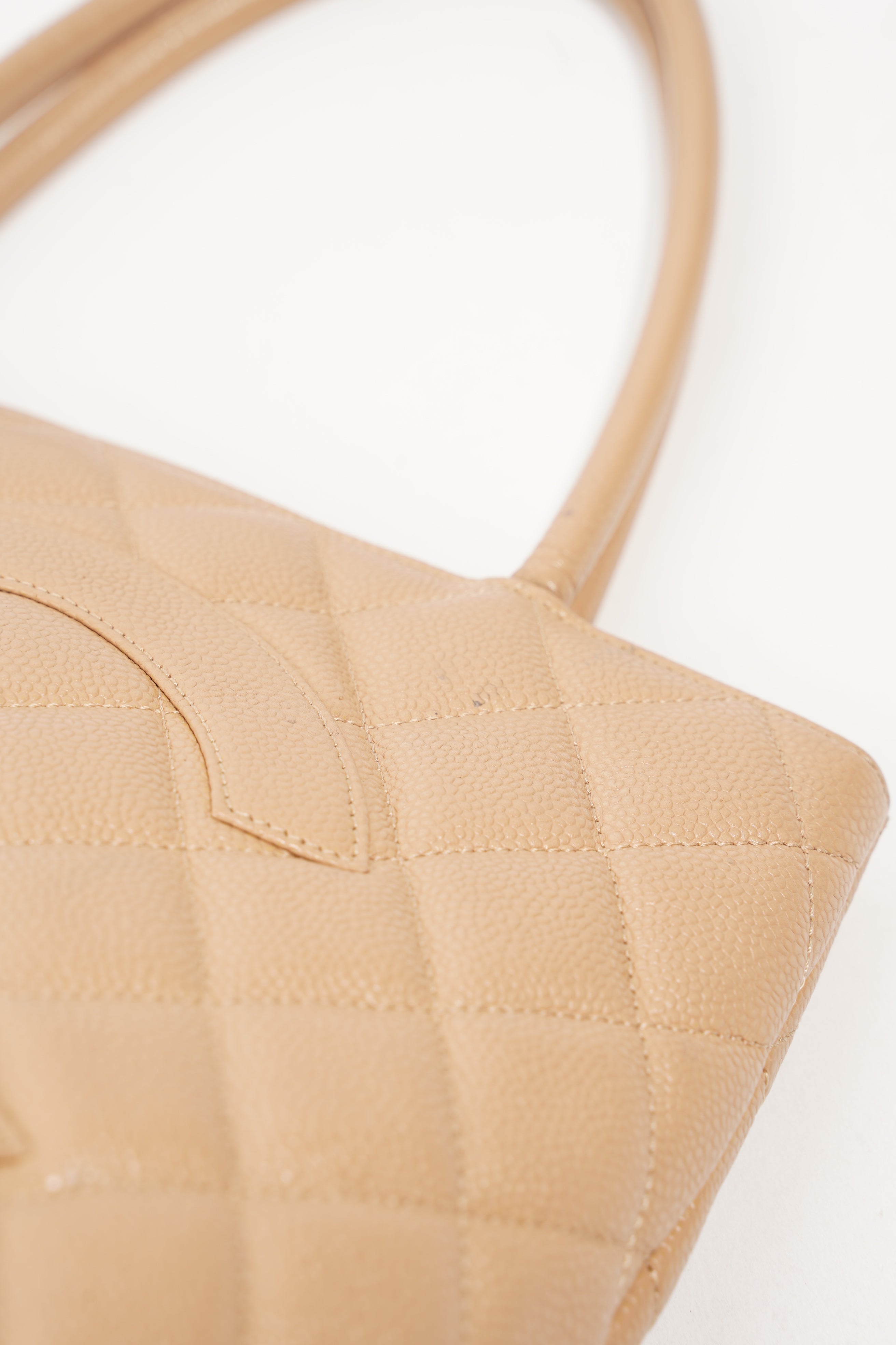 Chanel Womens Medallion Tote Beige