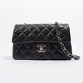 Chanel Womens Lambskin Rectangular Single Flap Black Small