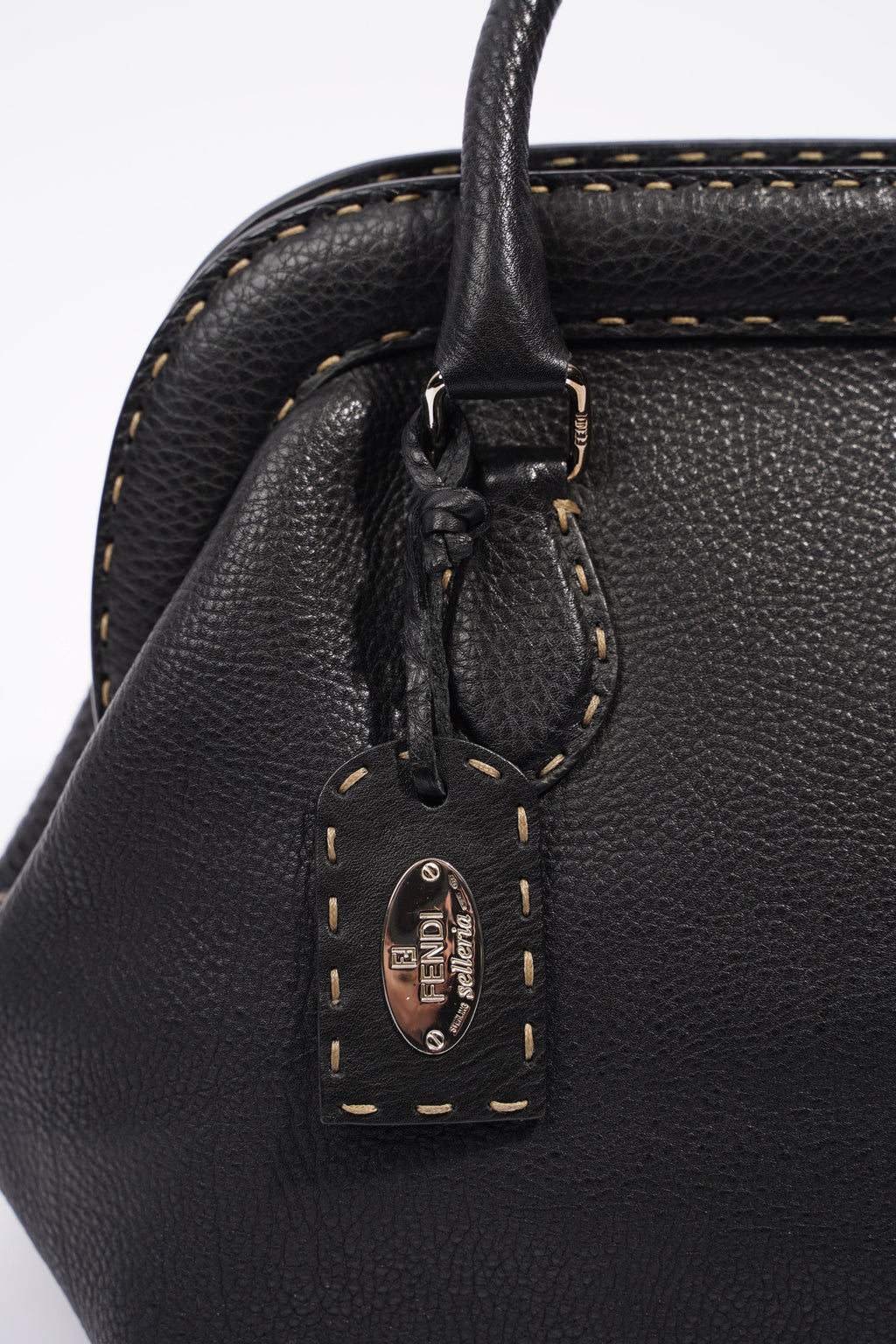 Fendi Womens Selleria Handbag Black