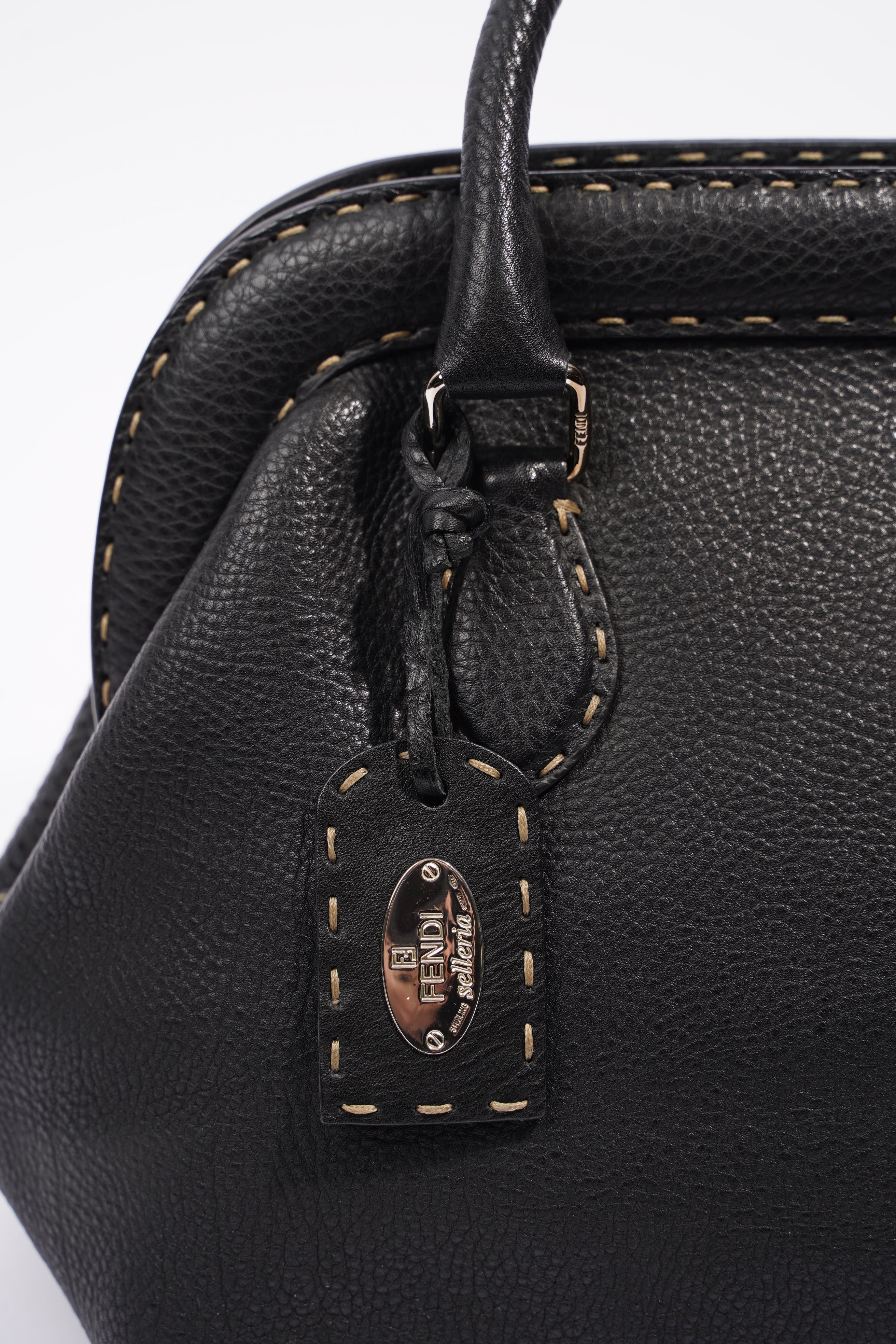 Fendi Womens Selleria Handbag Black