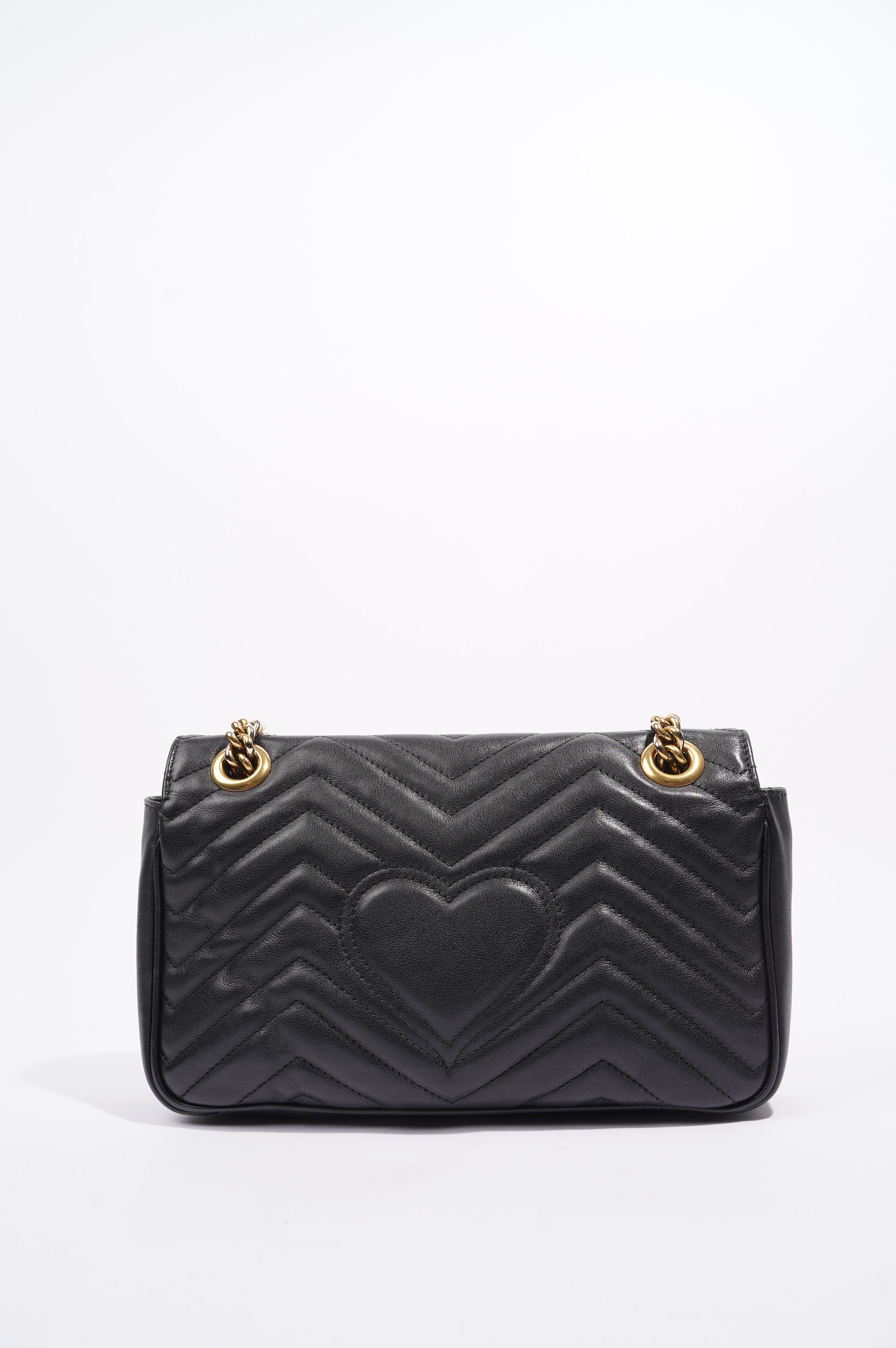 Gucci Womens Marmont Flap Black Gold Small