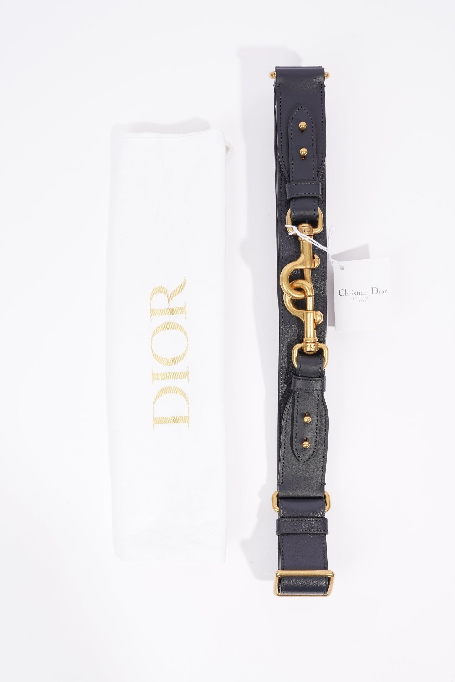 Christian Dior Womens Strap Navy Leather 97cm