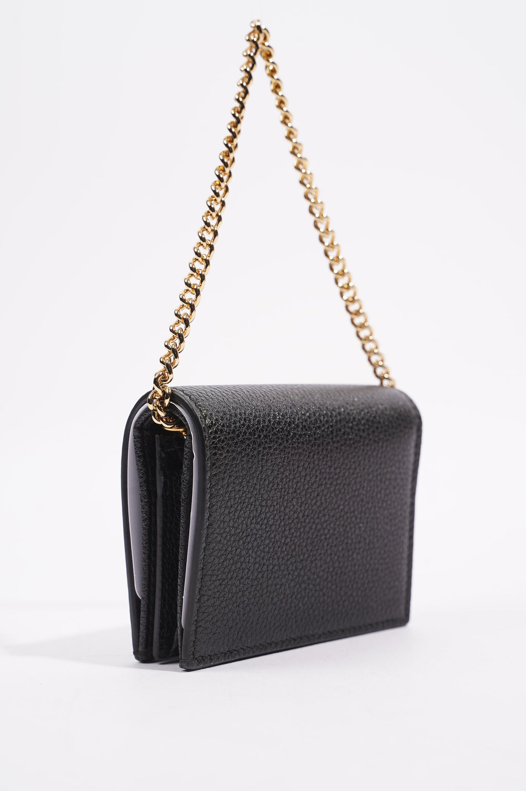 Gucci Womens Zumi Card Case Wallet Black / Gold