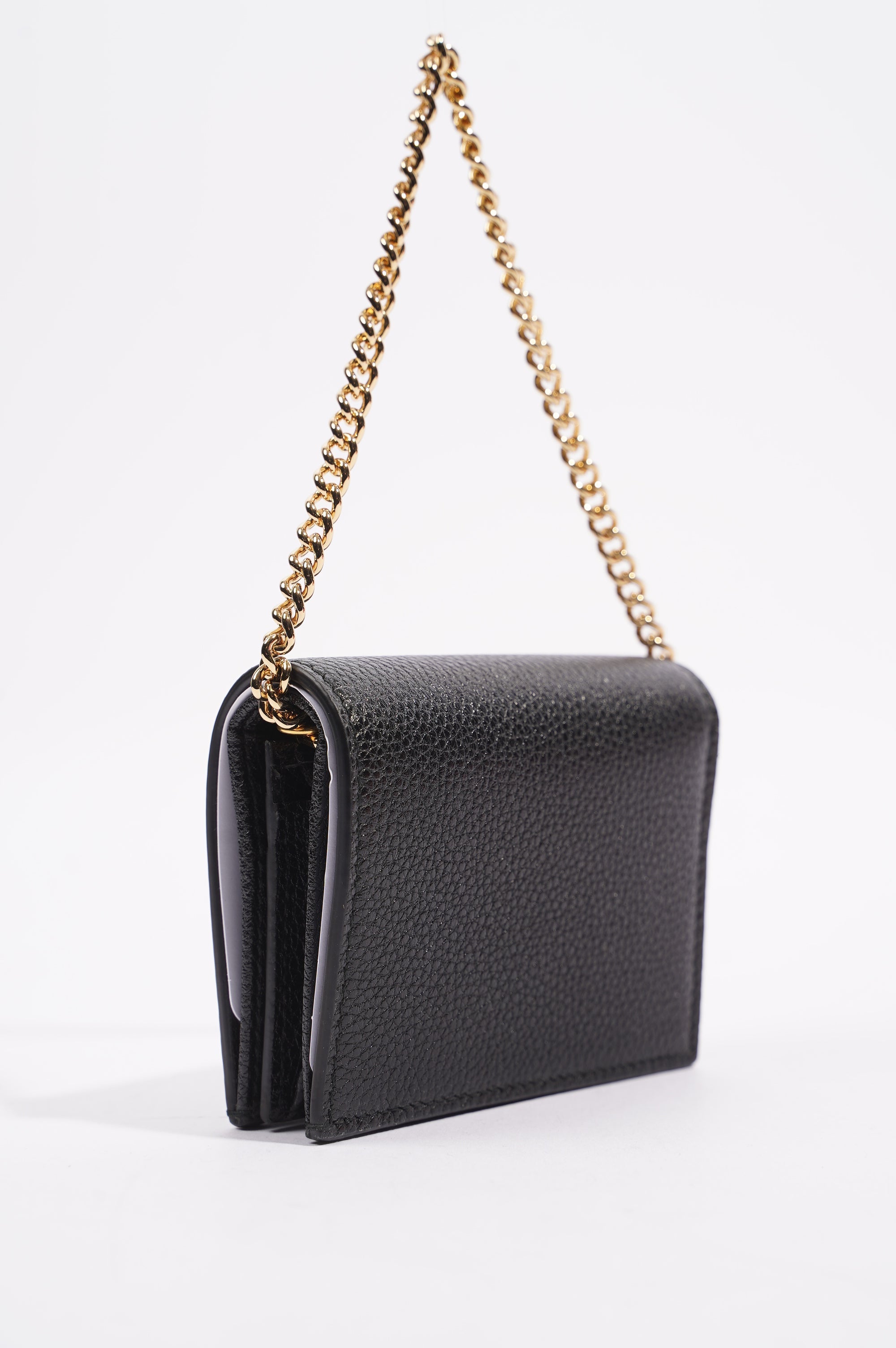 Gucci Womens Zumi Card Case Wallet Black / Gold