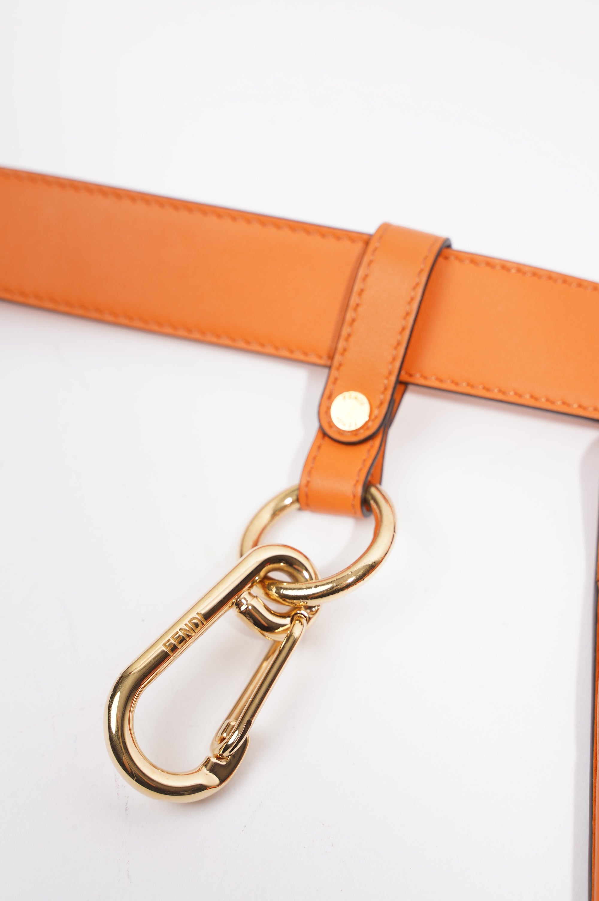 Fendi Womens Utility Belt Orange Leather 100cm