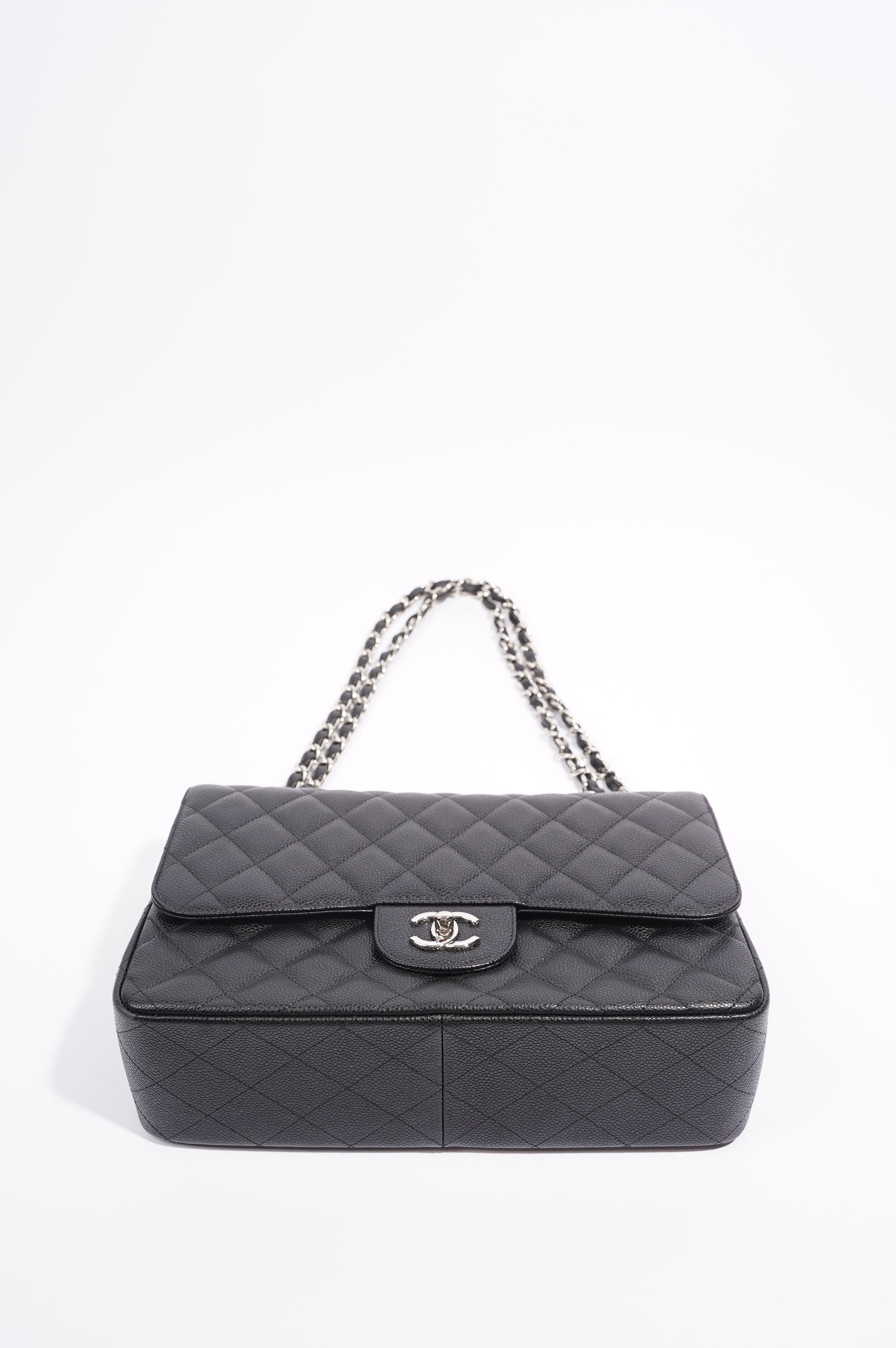 Chanel Womens Classic Flap Black Caviar Large