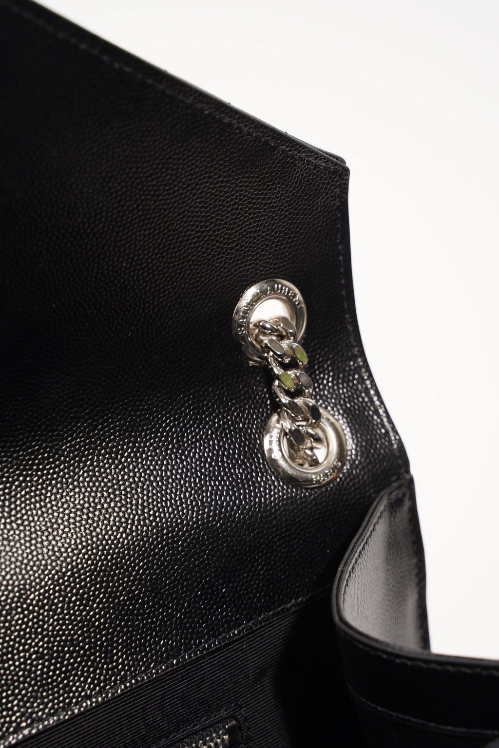 Saint Laurent Womens Envelope Large Bag Black Silver