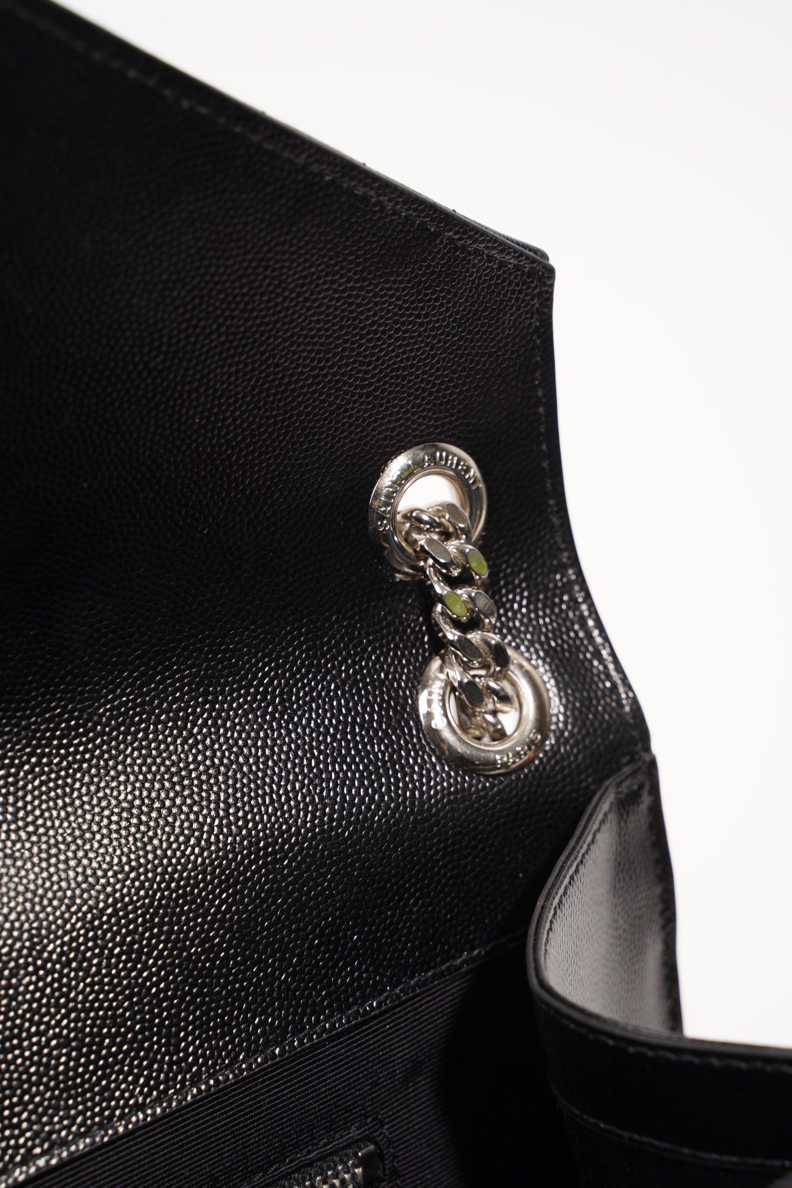 Saint Laurent Womens Envelope Large Bag Black Silver