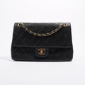 Chanel Womens Vintage Lambskin Classic Flap Black Medium