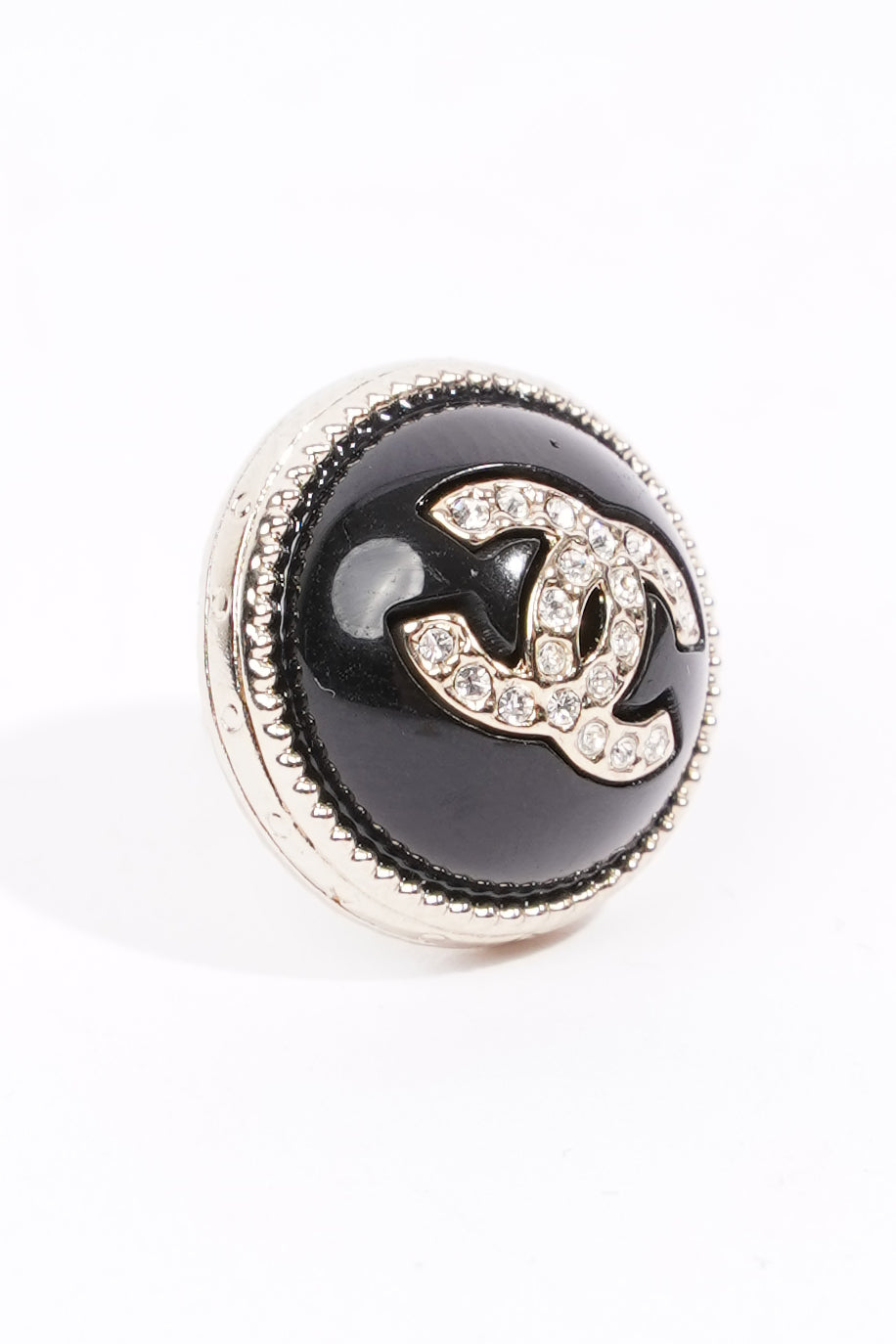 Chanel Womens CC Earrings Black / Silver