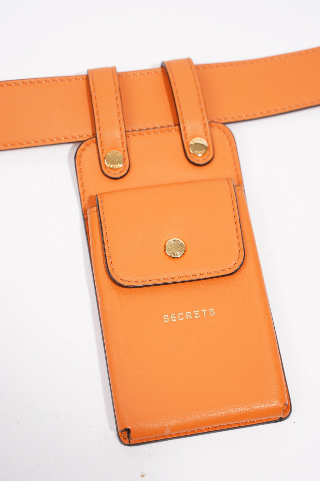Fendi Womens Utility Belt Orange Leather 100cm