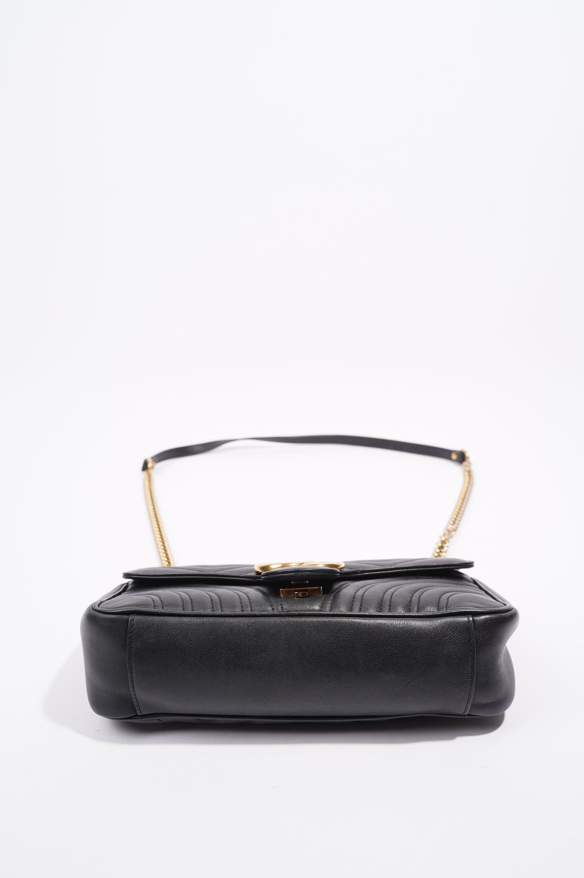 Gucci Womens Marmont Flap Black Gold Small