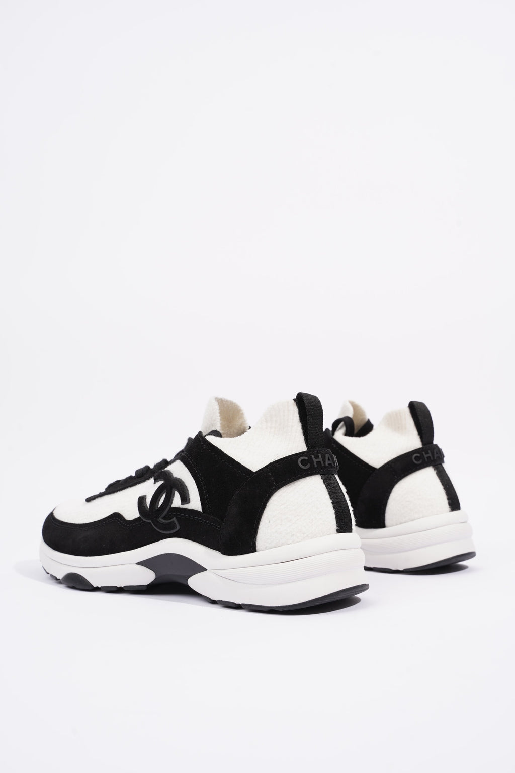 Chanel Womens Runners White and Black Fabric EU 37.5 / UK 4.5