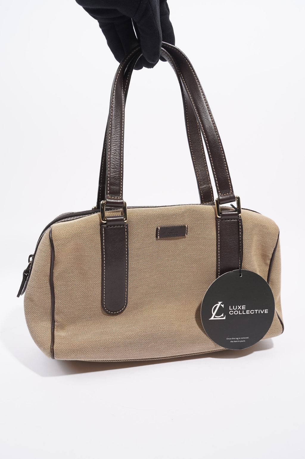 Gucci Canvas Boston Bag Beige / Brown