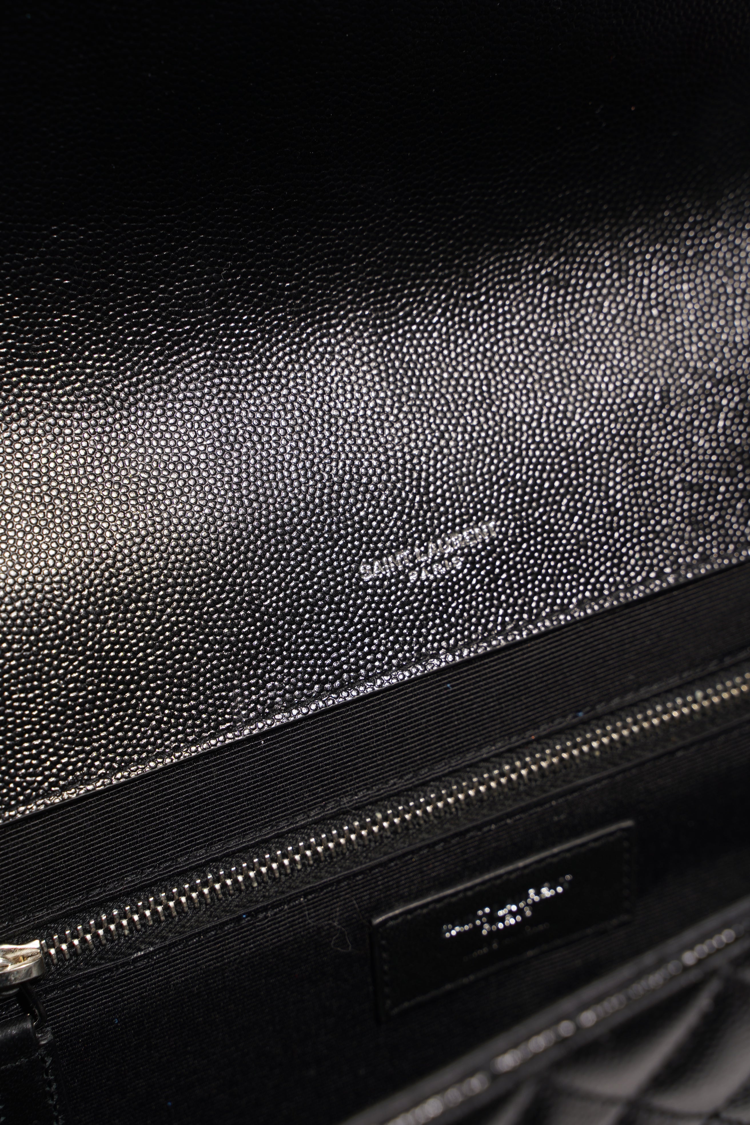 Saint Laurent Womens Envelope Large Bag Black Silver