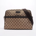 Gucci Mens Messenger Crossbody Bag Brown Canvas
