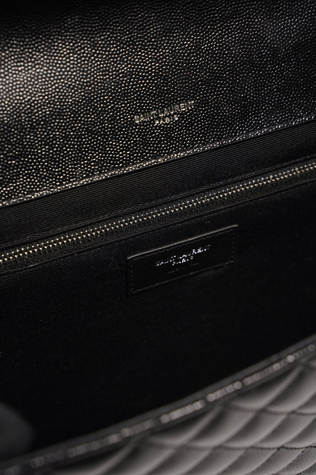 Saint Laurent Womens Envelope Large Bag Black Silver