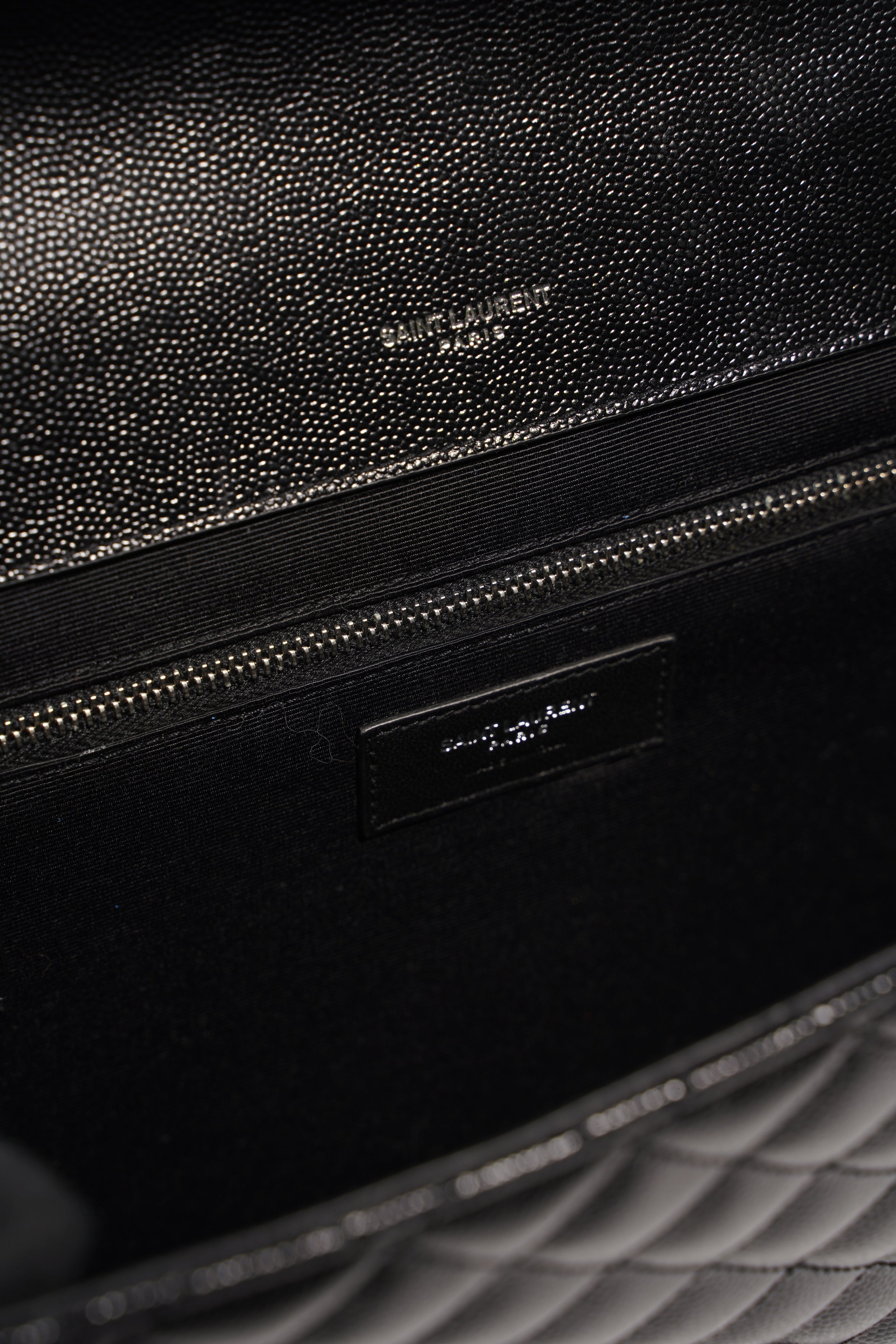 Saint Laurent Womens Envelope Large Bag Black Silver