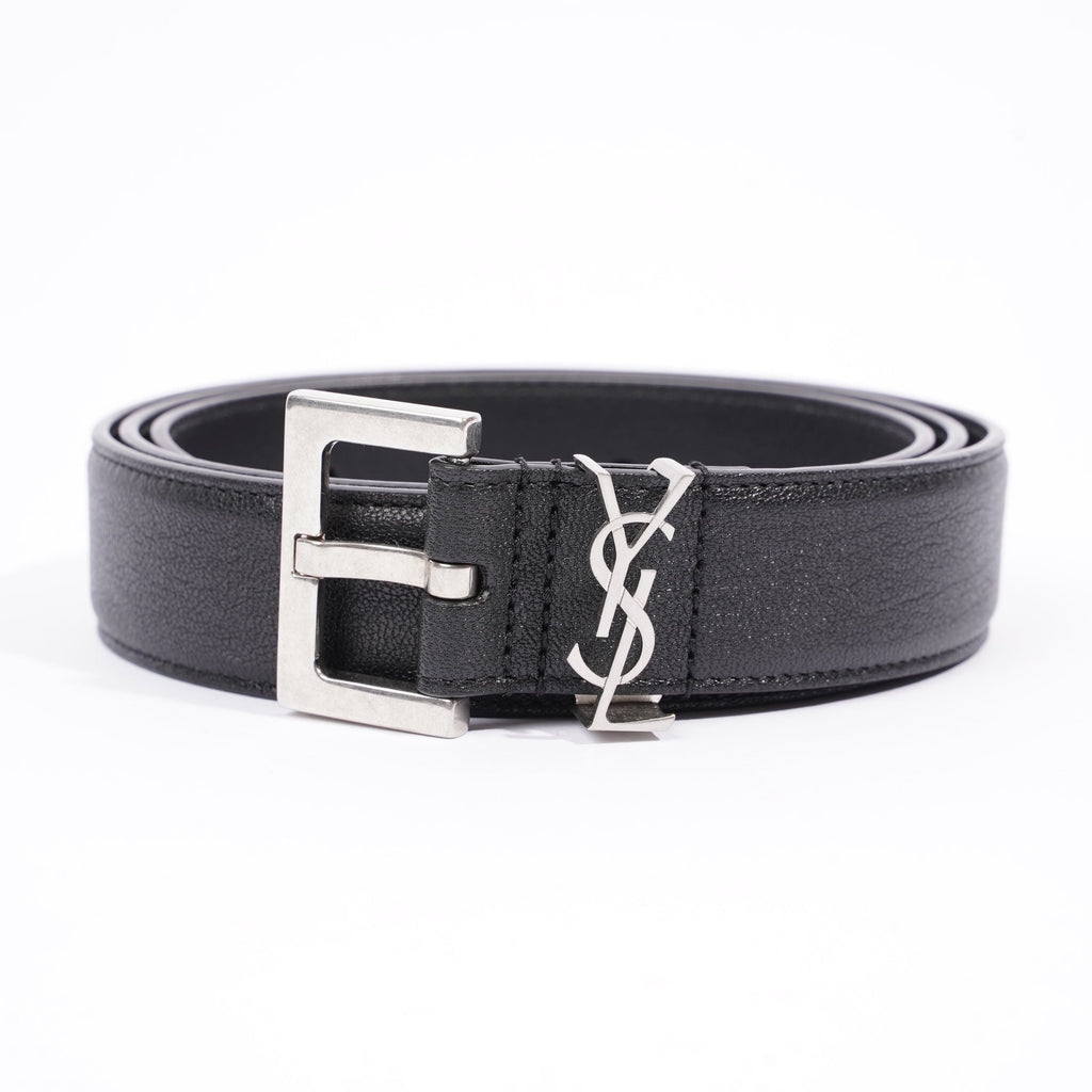 Saint Laurent Womens YSL Logo Belt Black 90cm