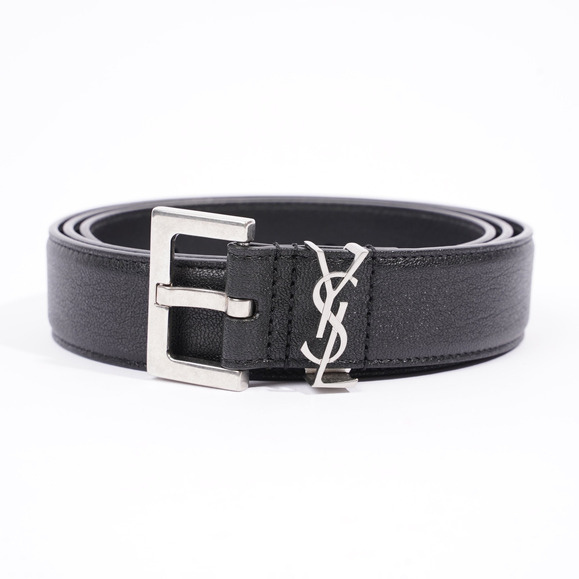 Saint Laurent Womens YSL Logo Belt Black 90cm