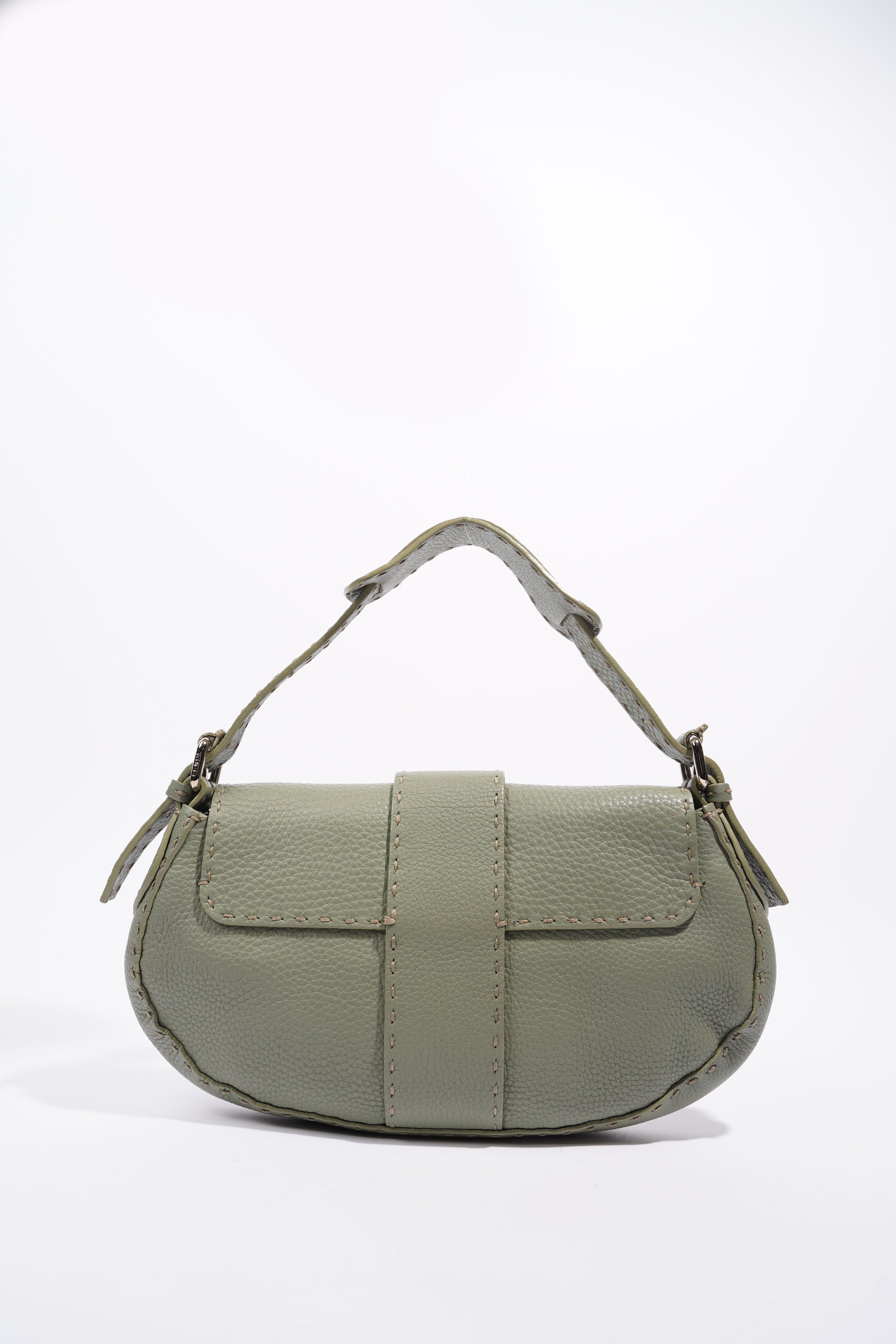 Fendi Womens Selleria Baguette Bag Green