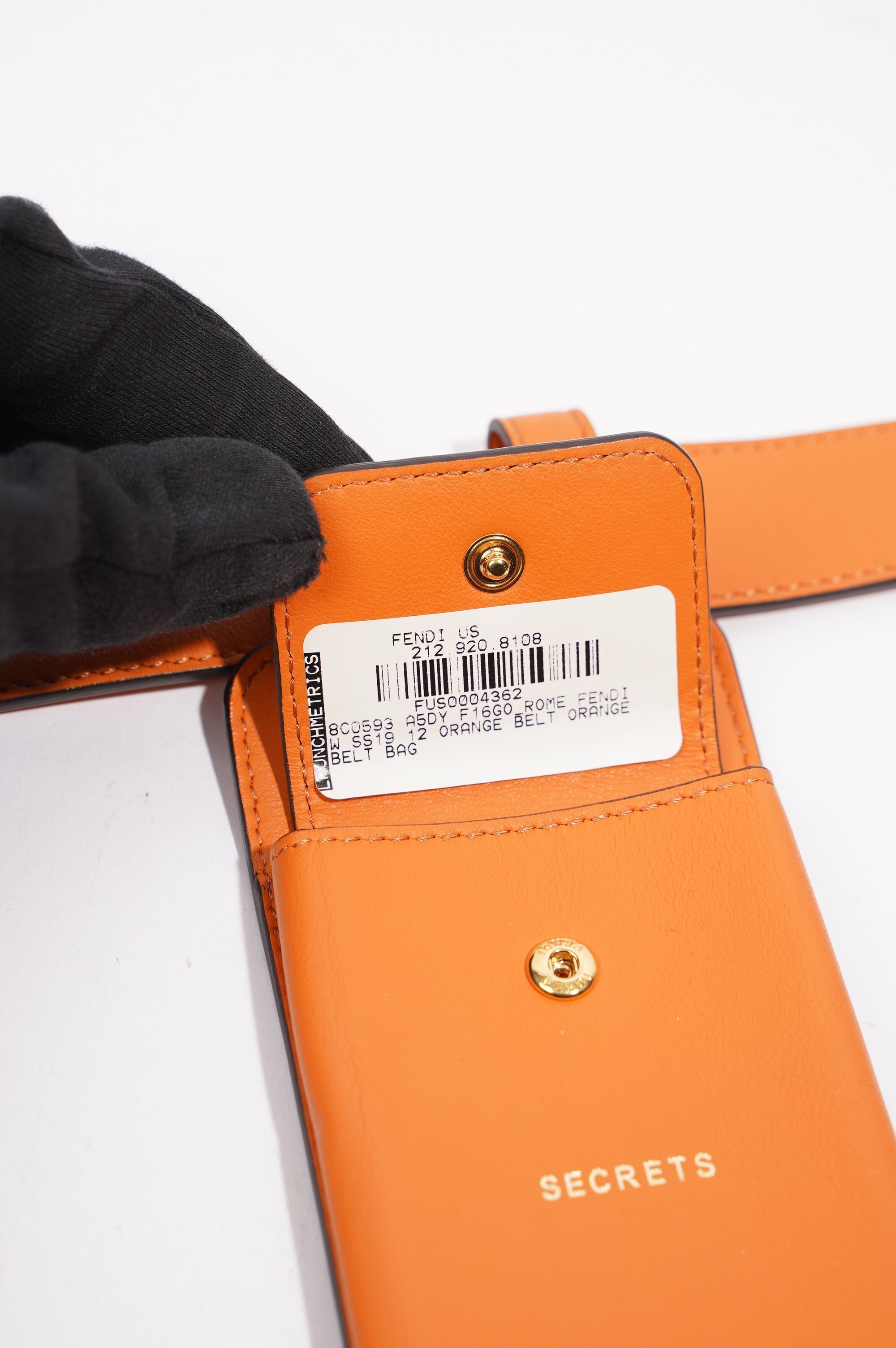 Fendi Womens Utility Belt Orange Leather 100cm