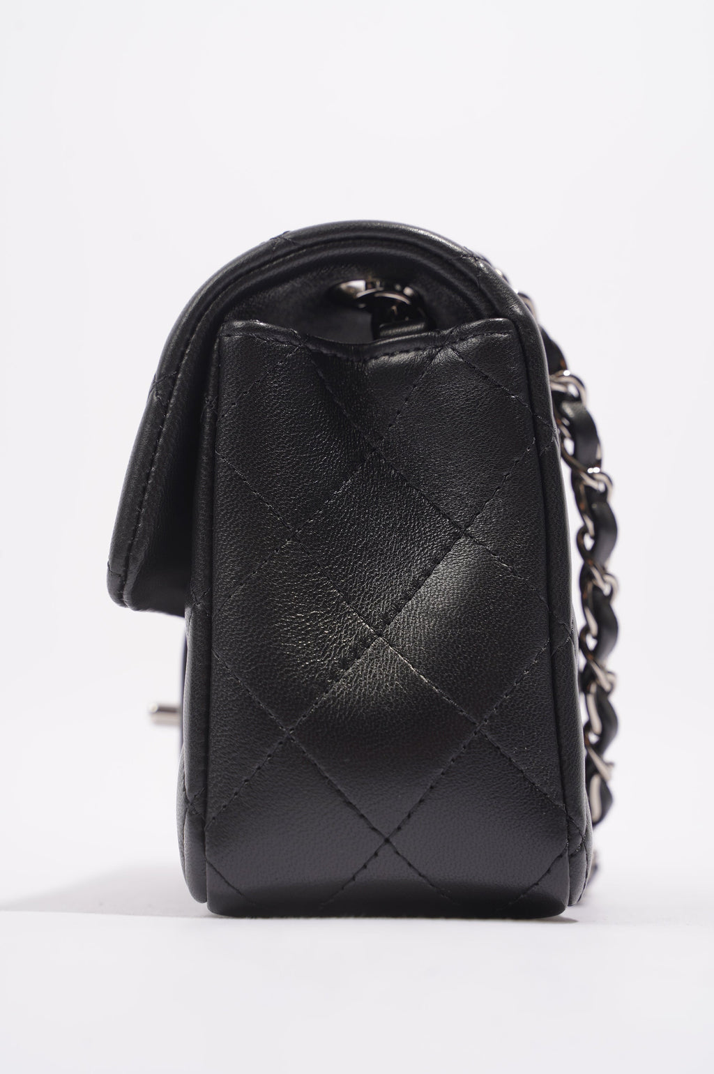 Chanel Womens Lambskin Rectangular Single Flap Black Small