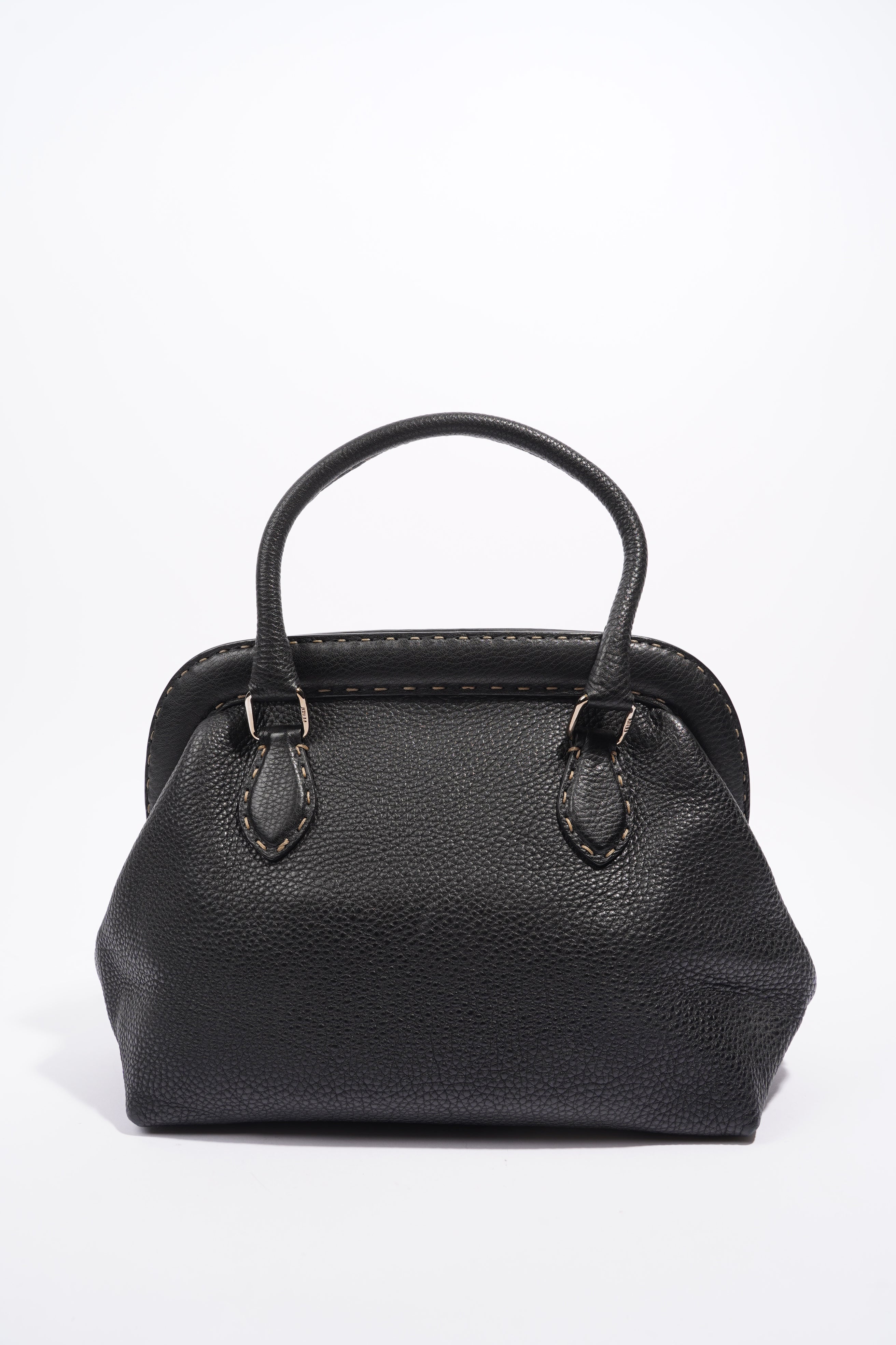 Fendi Womens Selleria Handbag Black